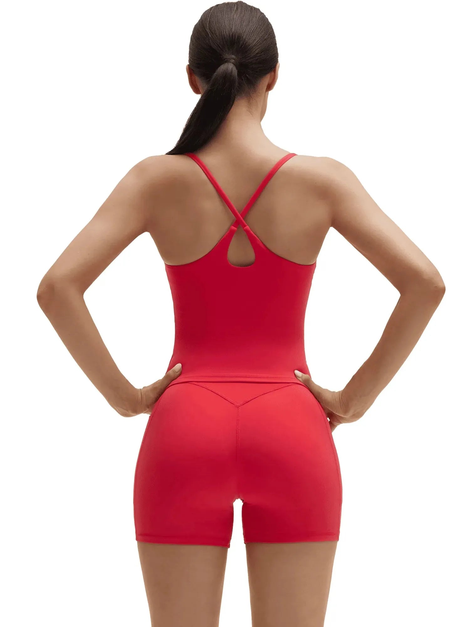 SUUKSESS Women 2 Piece Workout Sets Padded Yoga Tank Top High Waisted Biker Shorts with Pockets-SUUKSESS-SUUKSESS