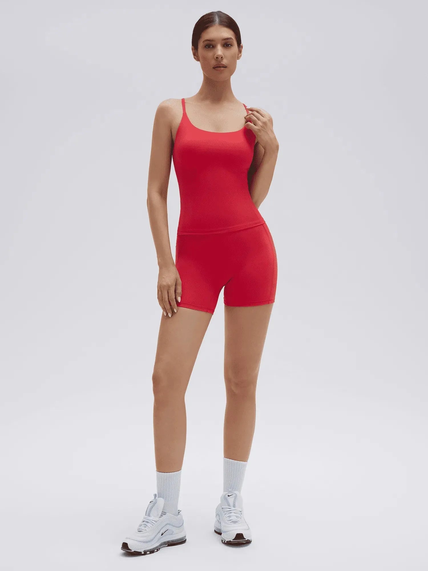 SUUKSESS Women 2 Piece Workout Sets Padded Yoga Tank Top High Waisted Biker Shorts with Pockets-SUUKSESS-SUUKSESS