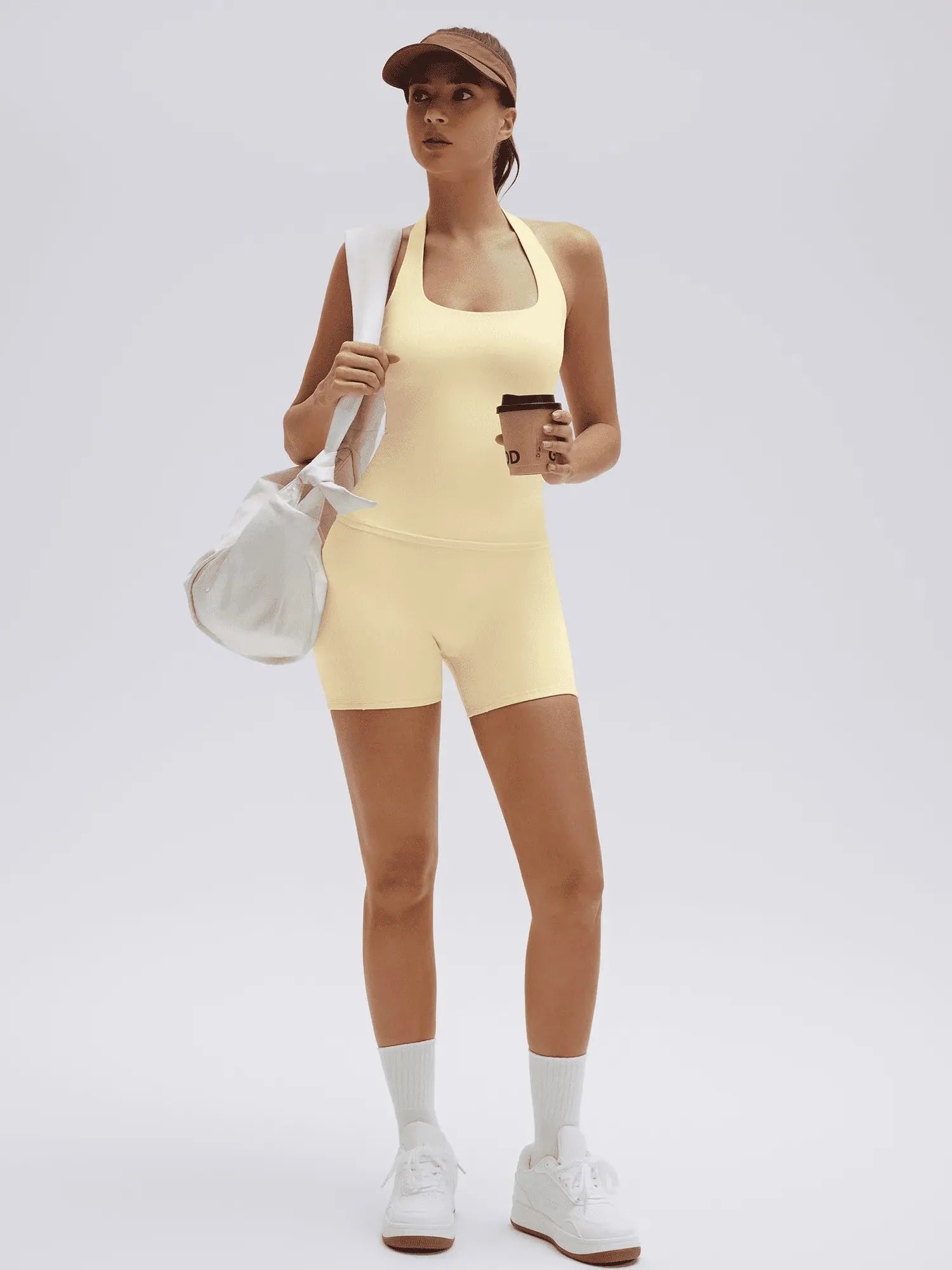 SUUKSESS Women 2 Piece Workout Sets Halter Neck Padded Yoga Tank Tops High Waisted Biker Shorts with Pockets-SUUKSESS-SUUKSESS