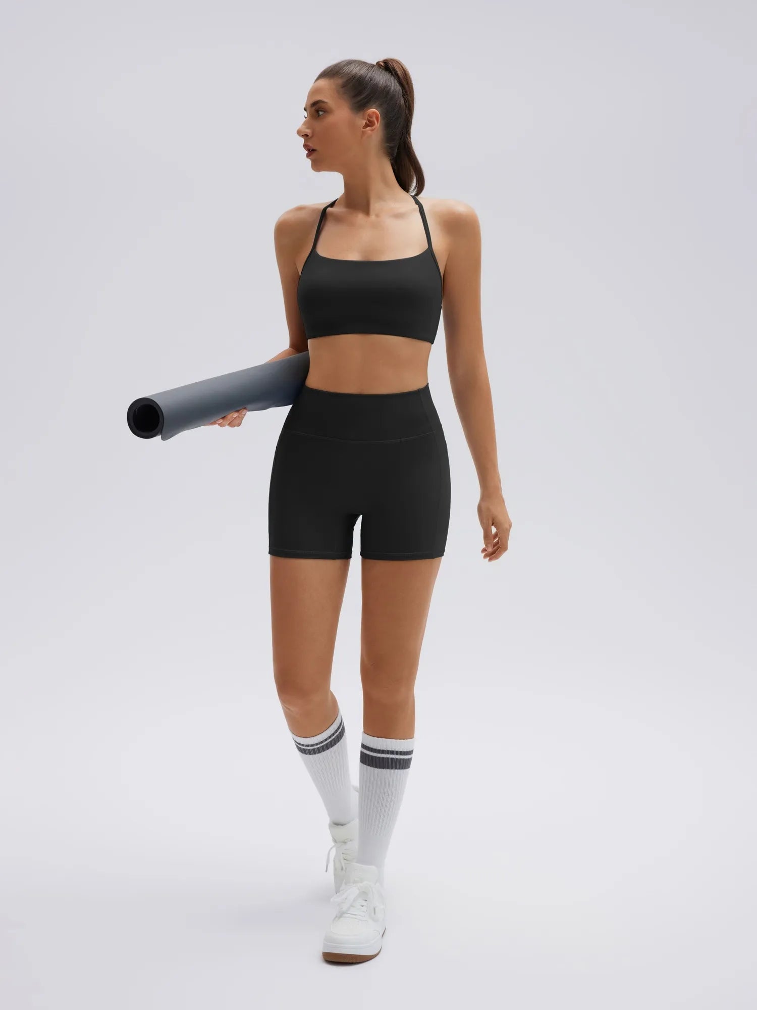 Halter Criss Cross Crop Tops 2 Piece Workout Sets