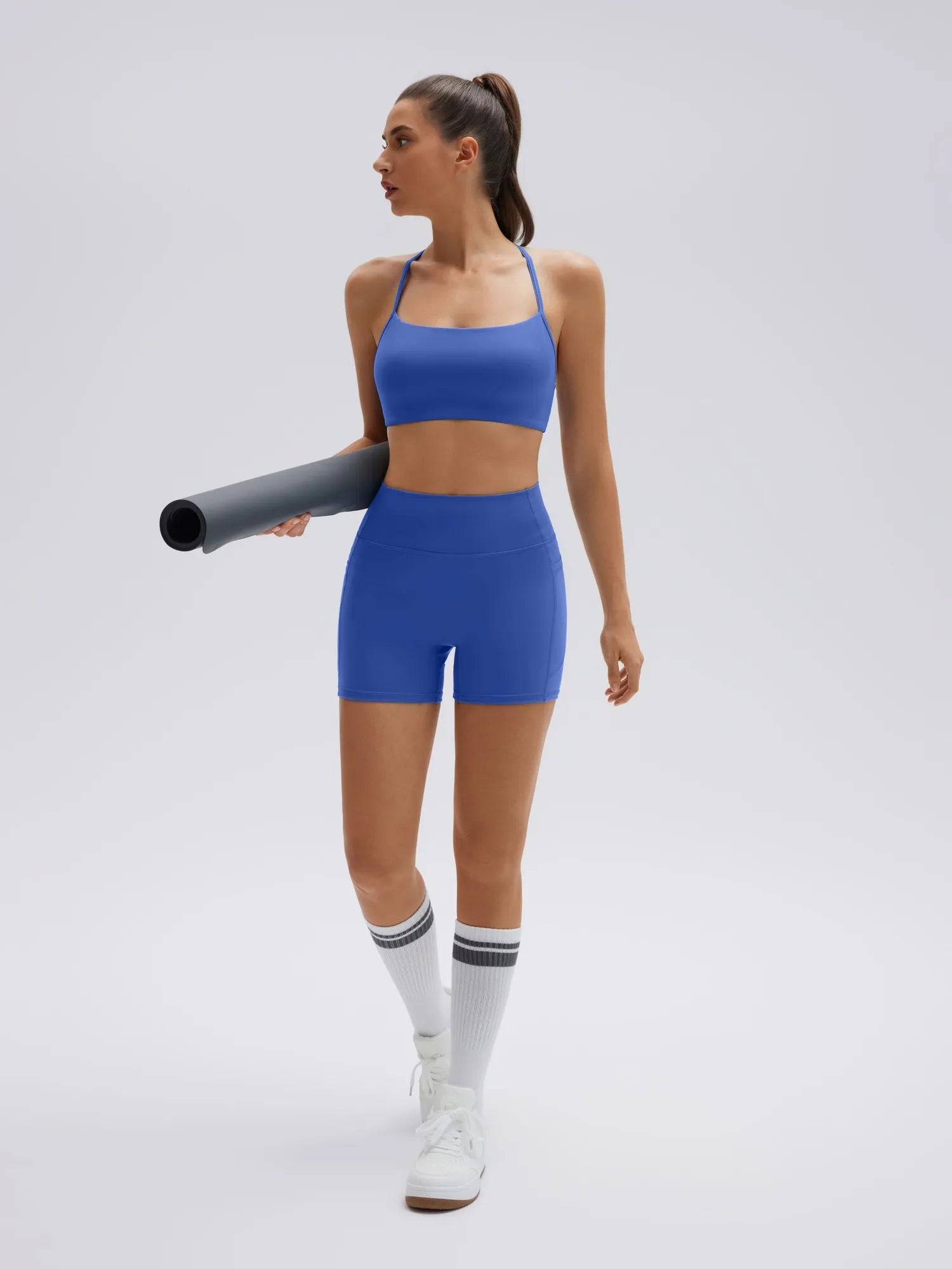 Halter Criss Cross Crop Tops 2 Piece Workout Sets