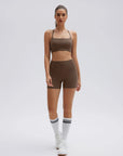 Halter Criss Cross Crop Tops 2 Piece Workout Sets