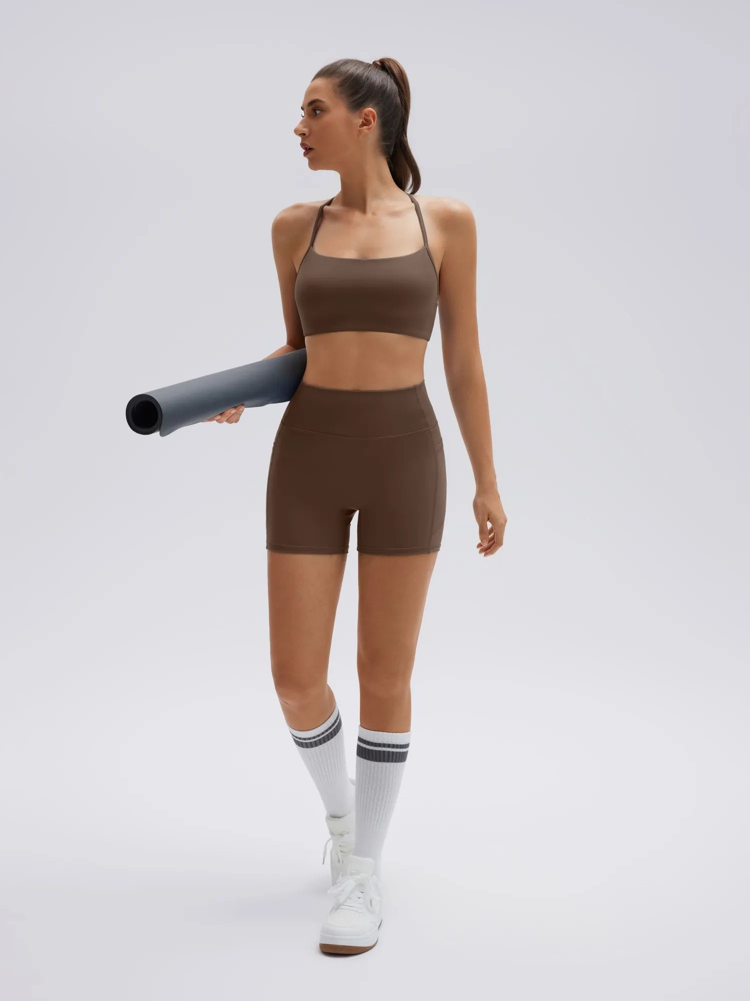 Halter Criss Cross Crop Tops 2 Piece Workout Sets