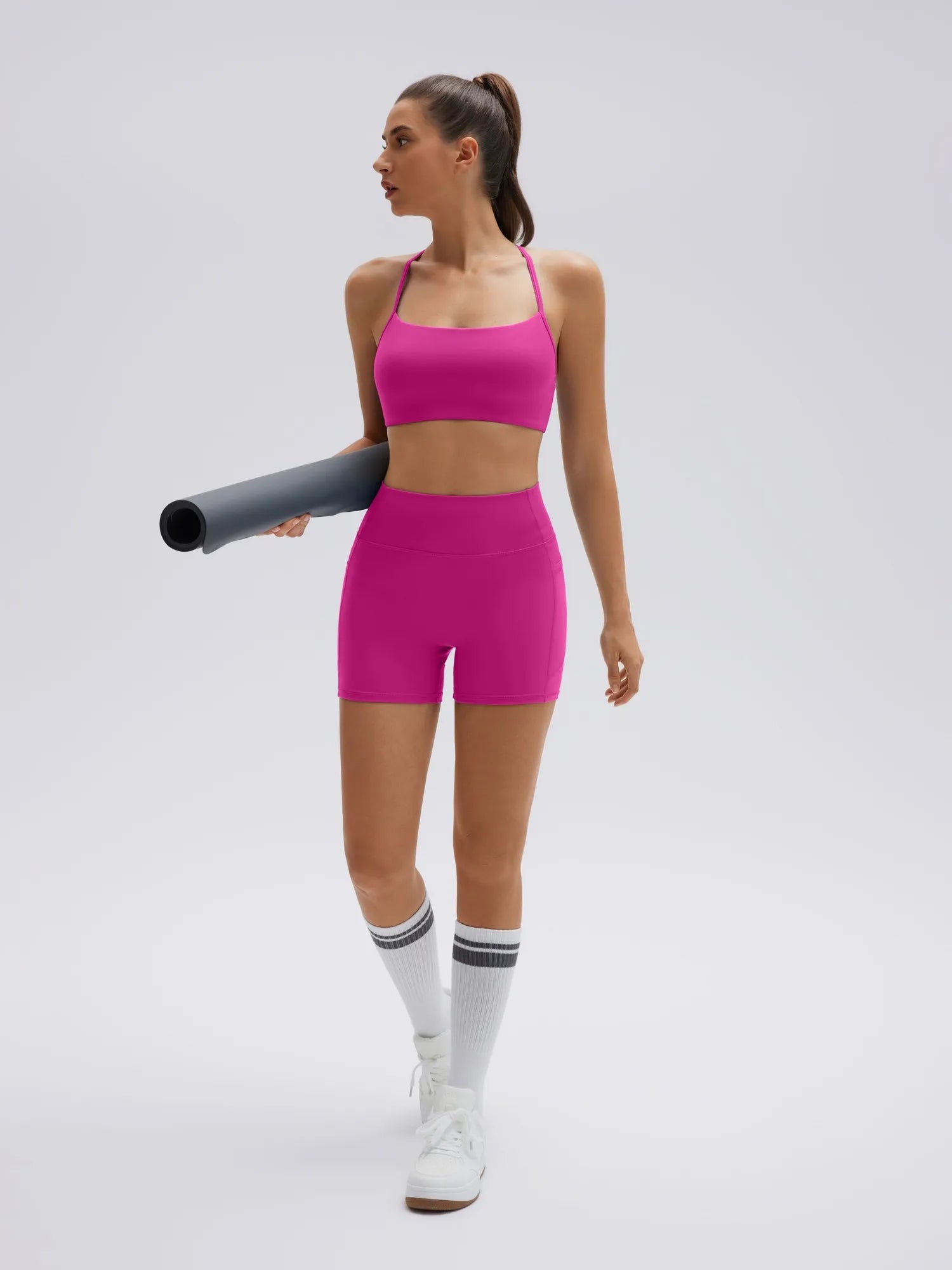 Halter Criss Cross Crop Tops 2 Piece Workout Sets