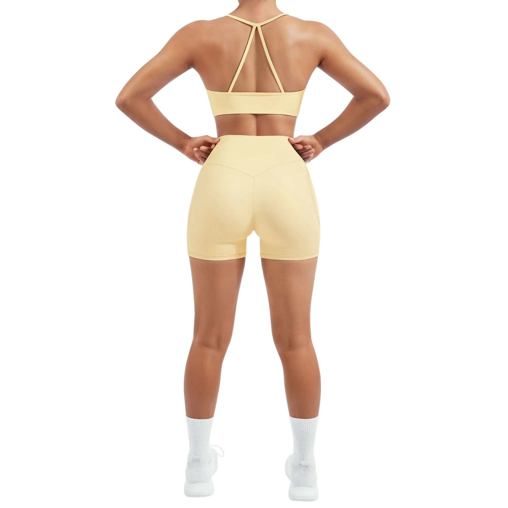 Halter Criss Cross Crop Tops 2 Piece Workout Sets