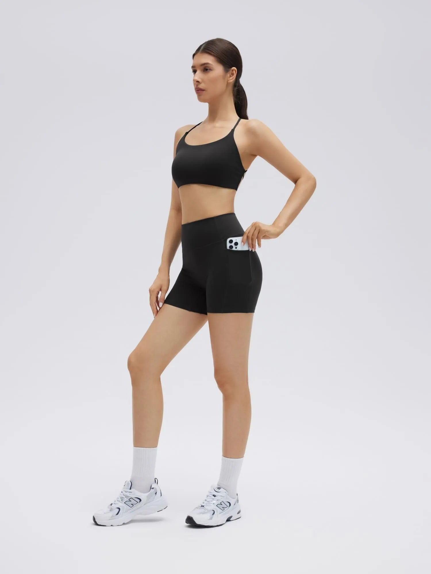 SUUKSESS Women 2 Piece Workout Sets Strappy Sports Bra High Waist Biker Shorts with Pockets-SUUKSESS-SUUKSESS