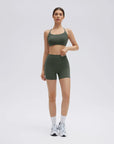 SUUKSESS Women 2 Piece Workout Sets Strappy Sports Bra High Waist Biker Shorts with Pockets-SUUKSESS-Olive-XS-SUUKSESS