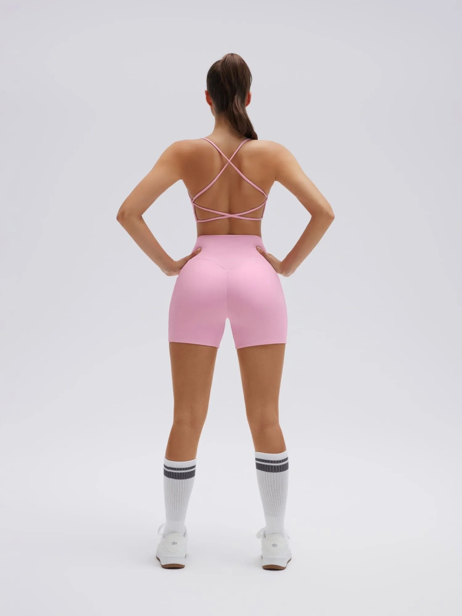 SUUKSESS Women 2 Piece Workout Sets Strappy Sports Bra High Waist Biker Shorts with Pockets-SUUKSESS-SUUKSESS