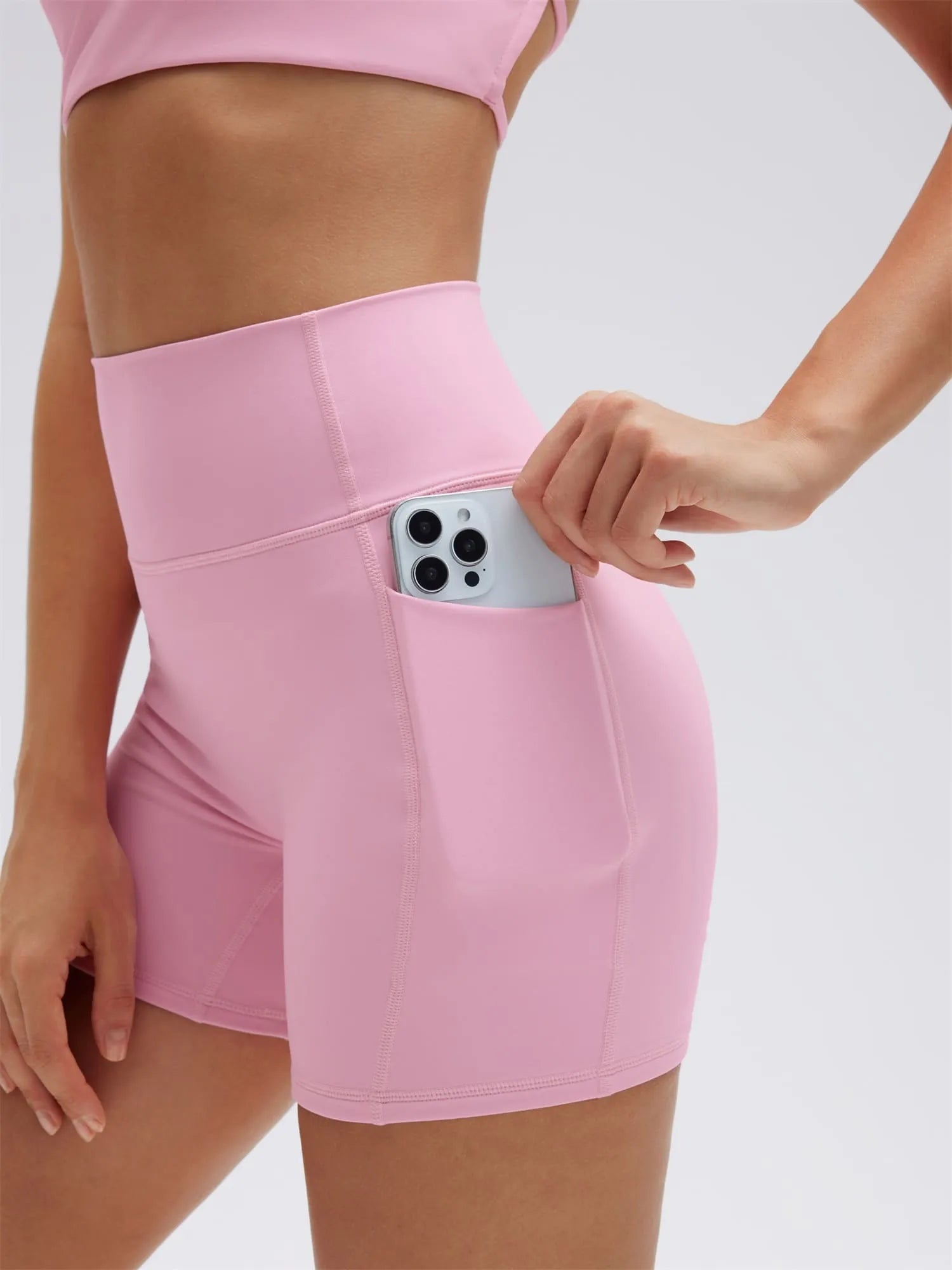 SUUKSESS Women 2 Piece Workout Sets Strappy Sports Bra High Waist Biker Shorts with Pockets-SUUKSESS-SUUKSESS