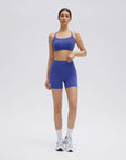 SUUKSESS Women 2 Piece Workout Sets Strappy Sports Bra High Waist Biker Shorts with Pockets-SUUKSESS-Blue-XS-SUUKSESS