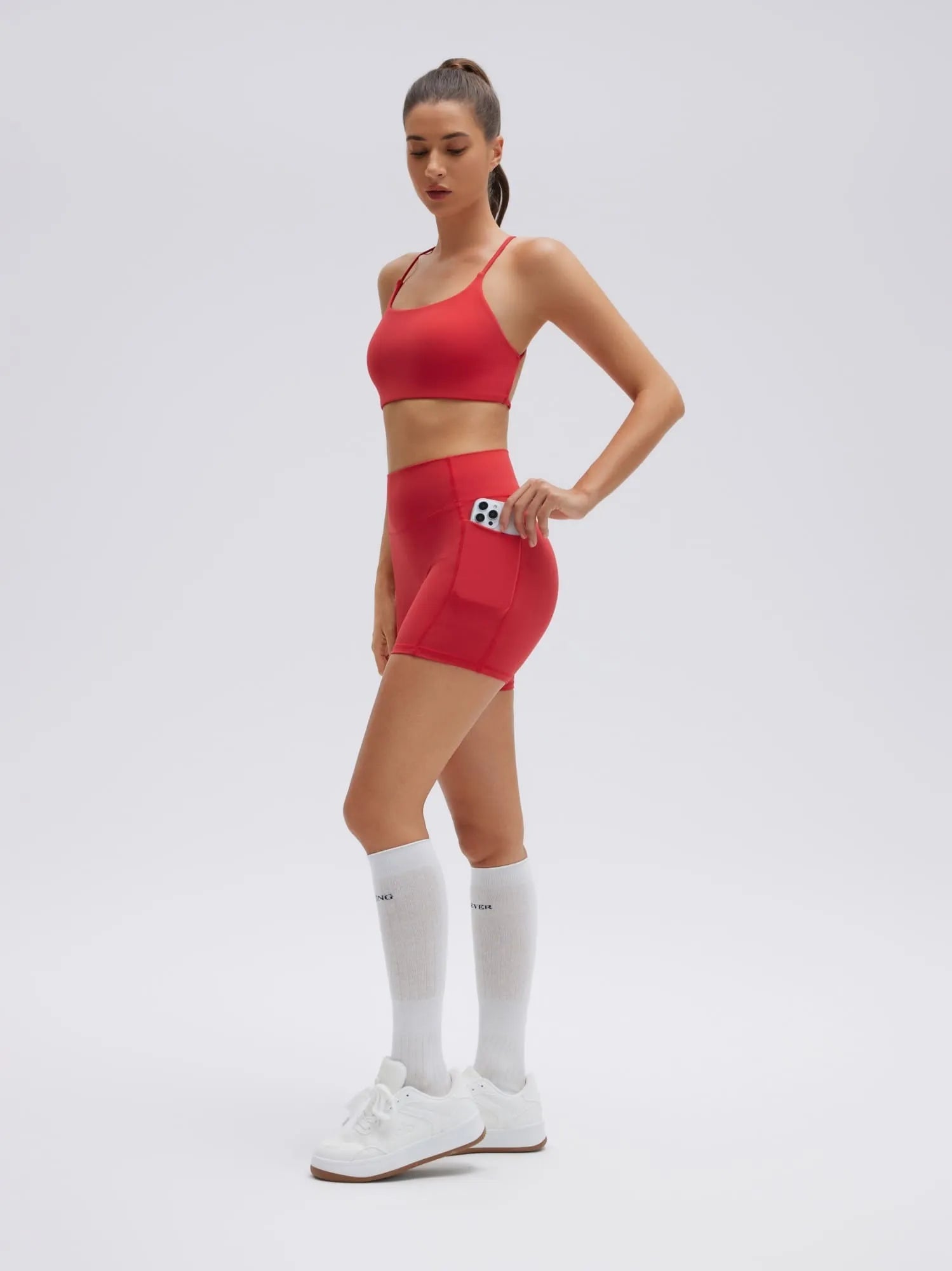 SUUKSESS Women 2 Piece Workout Sets Strappy Sports Bra High Waist Biker Shorts with Pockets-SUUKSESS-SUUKSESS