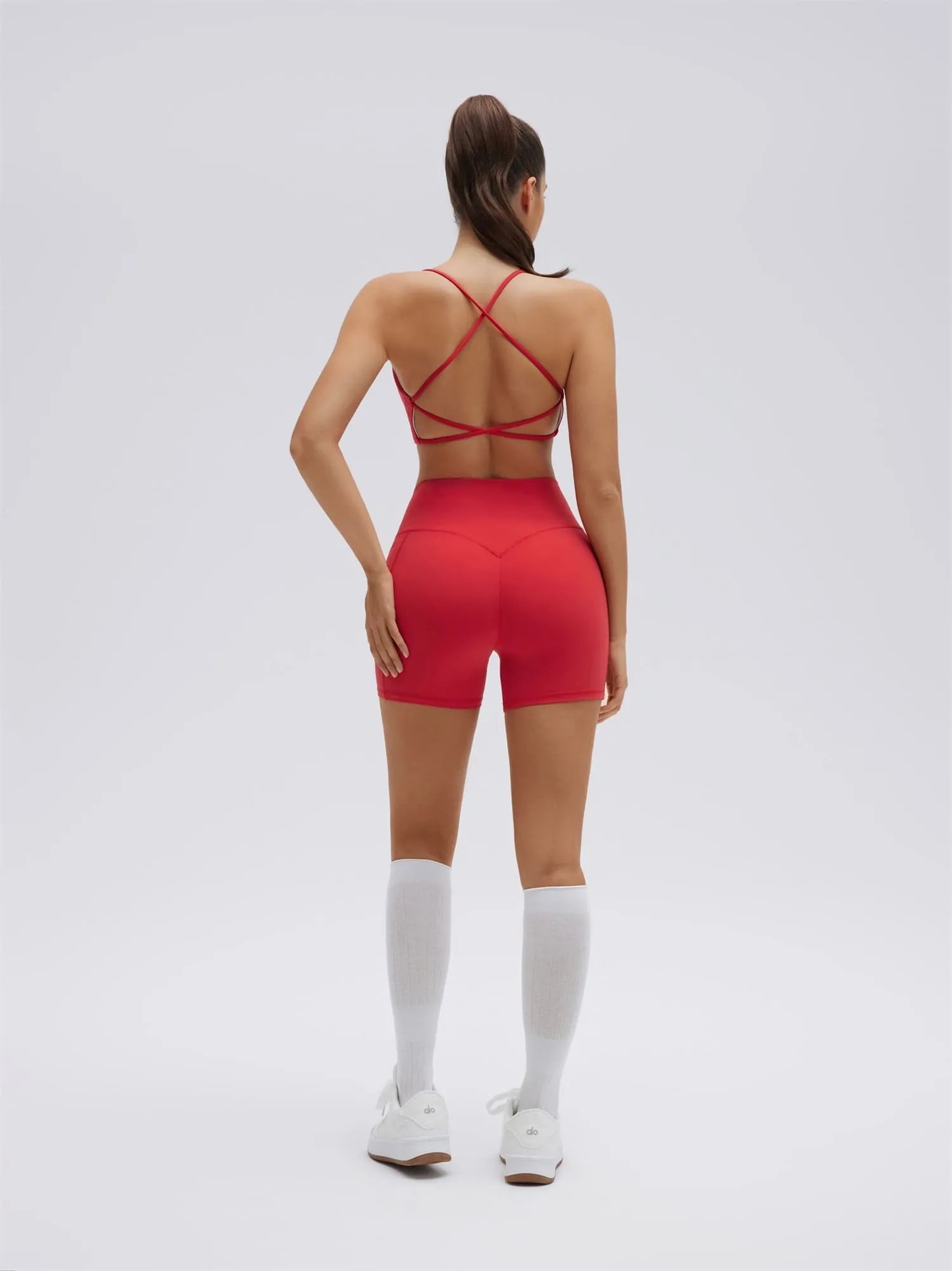 SUUKSESS Women 2 Piece Workout Sets Strappy Sports Bra High Waist Biker Shorts with Pockets-SUUKSESS-SUUKSESS