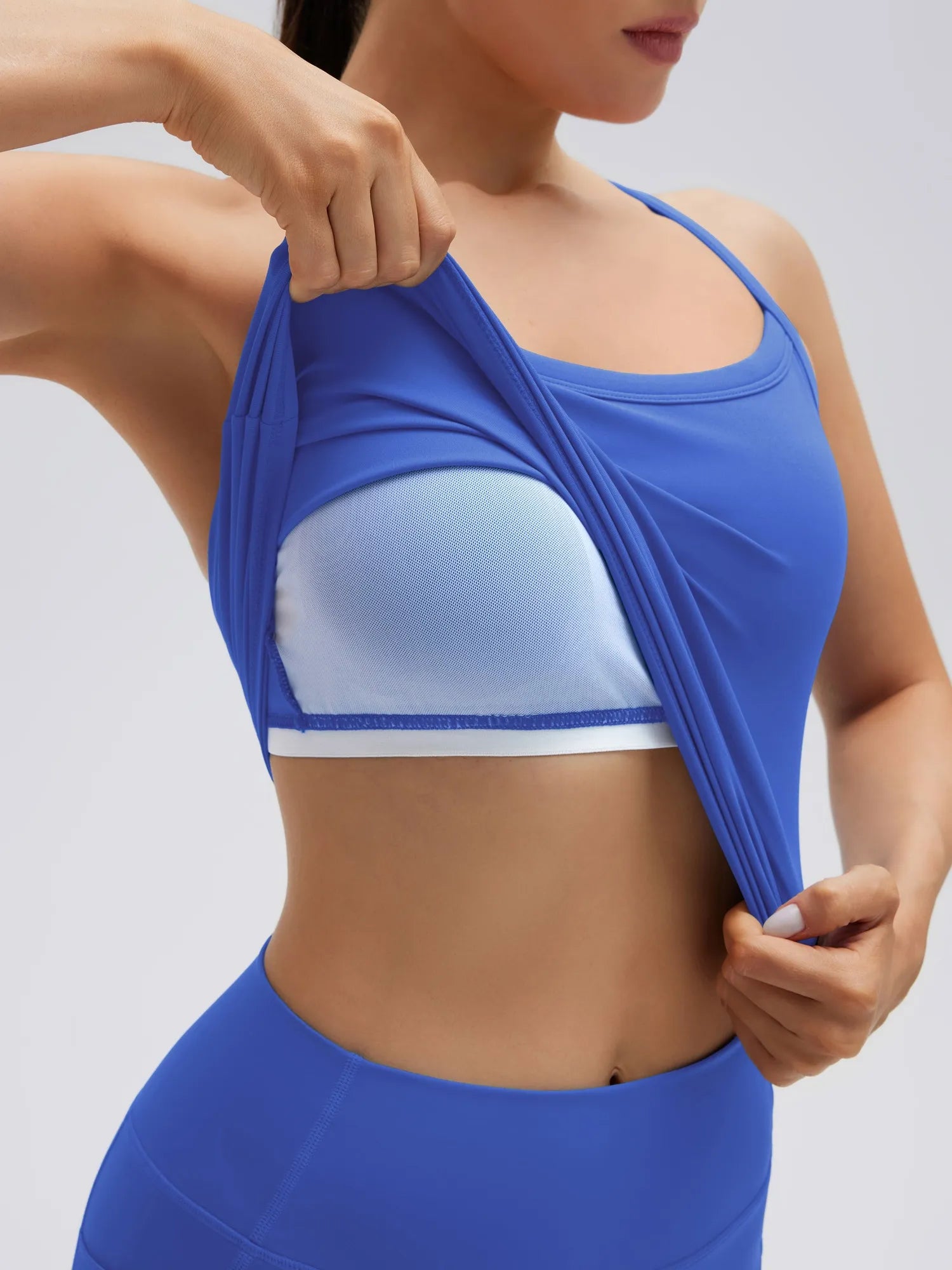 SUUKSESS Women 2 Piece Workout Sets High Waisted Biker Shorts with Pocket Padded Racerback Tank Tops Halter Sports Bras-SUUKSESS-SUUKSESS