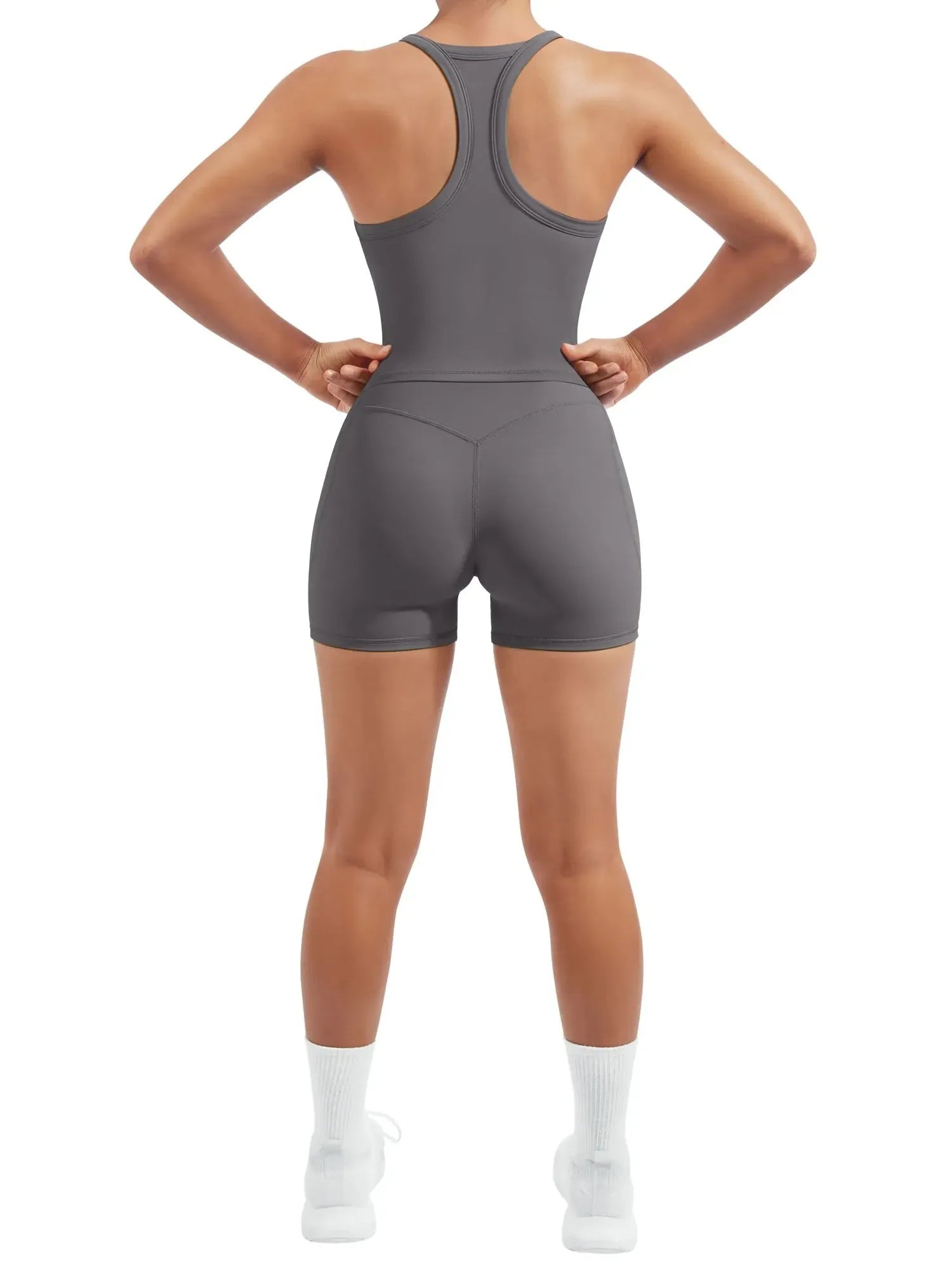 SUUKSESS Women 2 Piece Workout Sets High Waisted Biker Shorts with Pocket Padded Racerback Tank Tops Halter Sports Bras-SUUKSESS-SUUKSESS