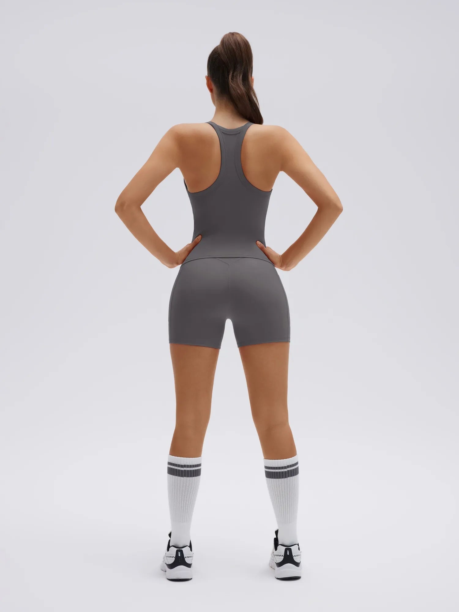 SUUKSESS Women 2 Piece Workout Sets High Waisted Biker Shorts with Pocket Padded Racerback Tank Tops Halter Sports Bras-SUUKSESS-SUUKSESS