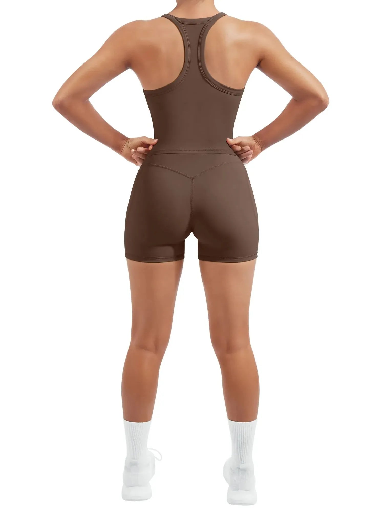 SUUKSESS Women 2 Piece Workout Sets High Waisted Biker Shorts with Pocket Padded Racerback Tank Tops Halter Sports Bras-SUUKSESS-SUUKSESS