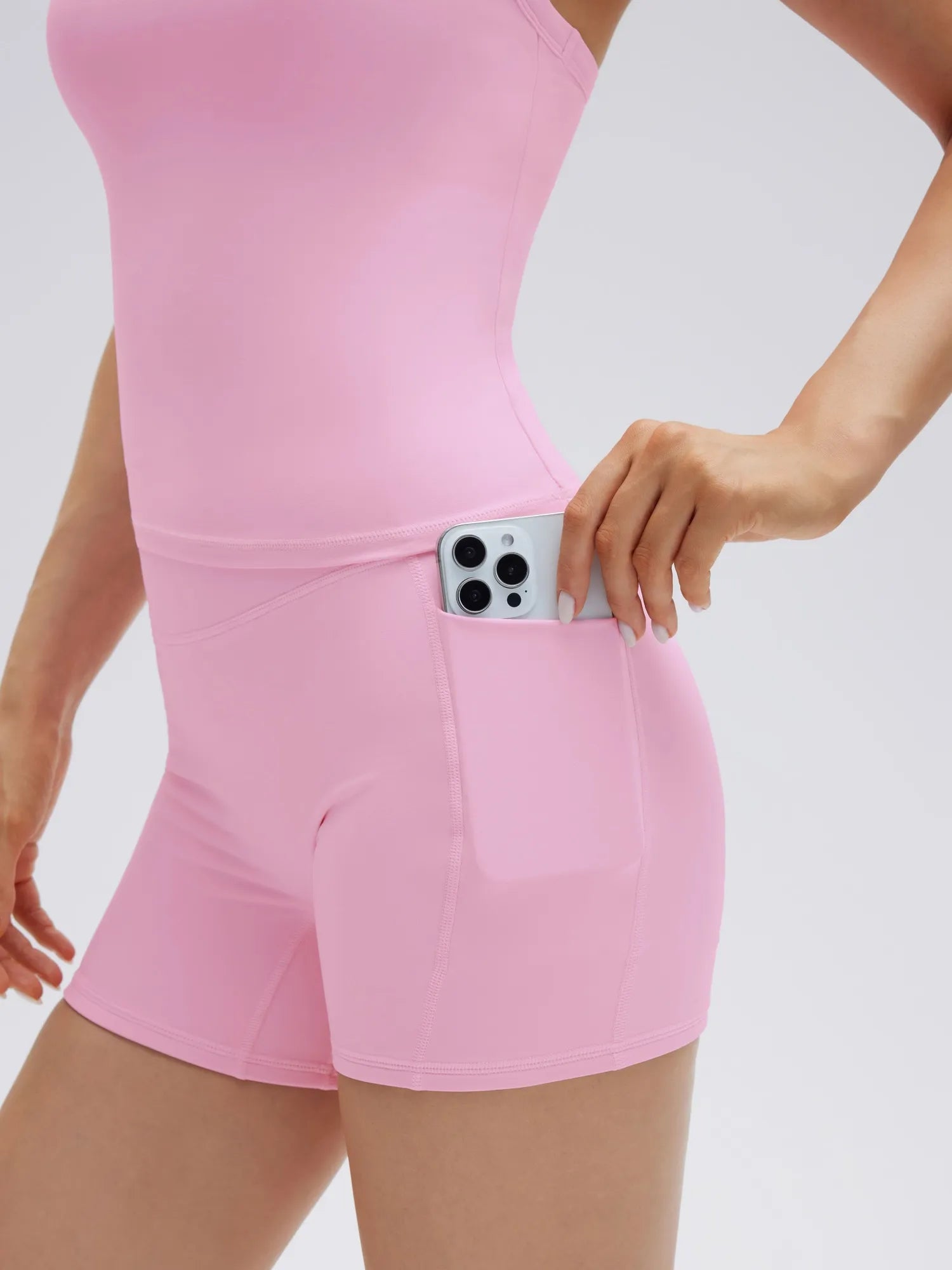 SUUKSESS Women 2 Piece Workout Sets High Waisted Biker Shorts with Pocket Padded Racerback Tank Tops Halter Sports Bras-SUUKSESS-SUUKSESS