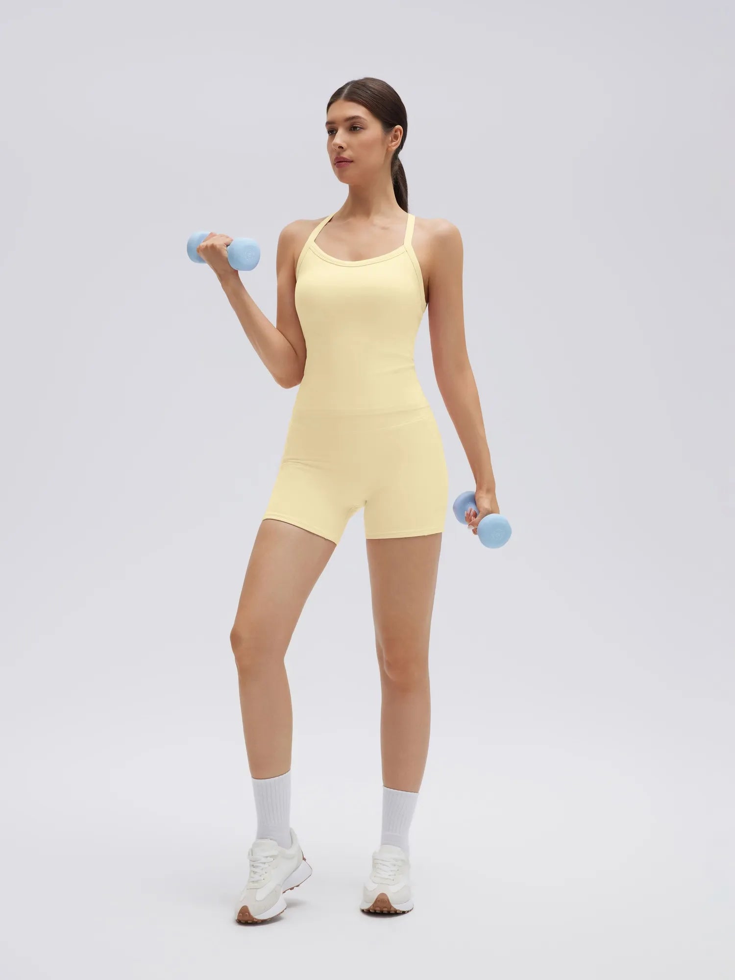 SUUKSESS Women 2 Piece Workout Sets High Waisted Biker Shorts with Pocket Padded Racerback Tank Tops Halter Sports Bras-SUUKSESS-SUUKSESS