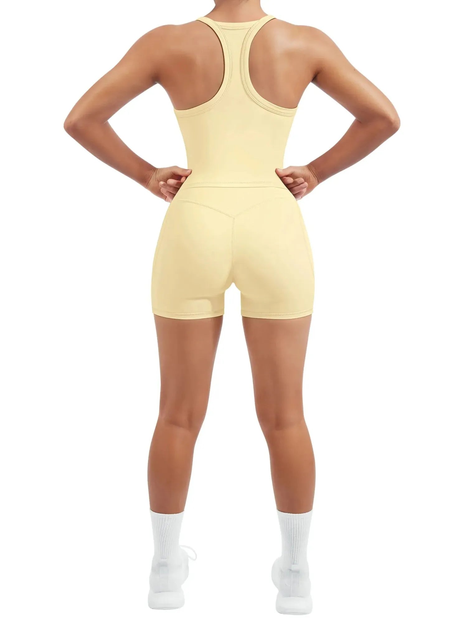 SUUKSESS Women 2 Piece Workout Sets High Waisted Biker Shorts with Pocket Padded Racerback Tank Tops Halter Sports Bras-SUUKSESS-SUUKSESS