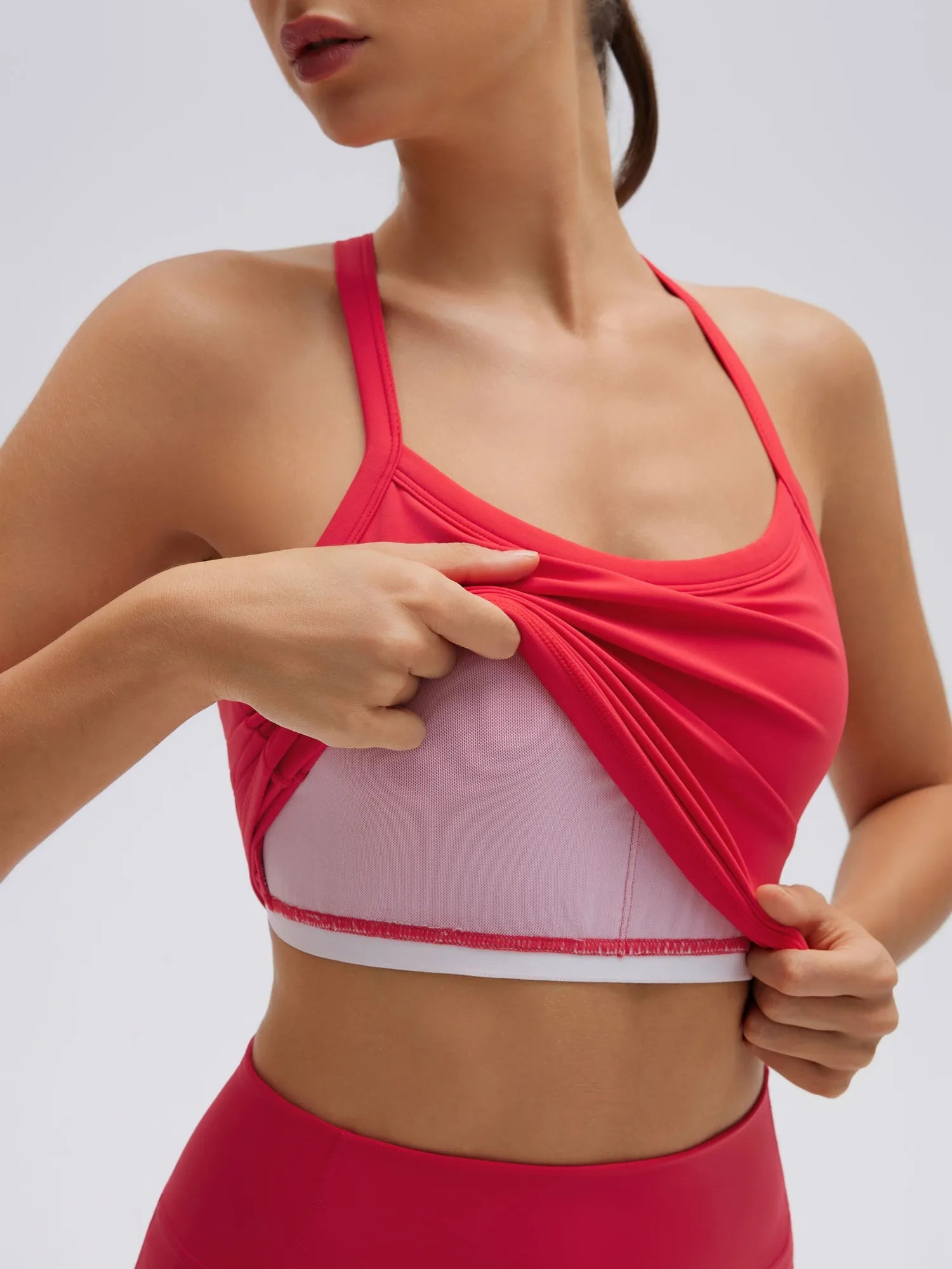 SUUKSESS Women 2 Piece Workout Sets High Waisted Biker Shorts with Pocket Padded Racerback Tank Tops Halter Sports Bras-SUUKSESS-SUUKSESS