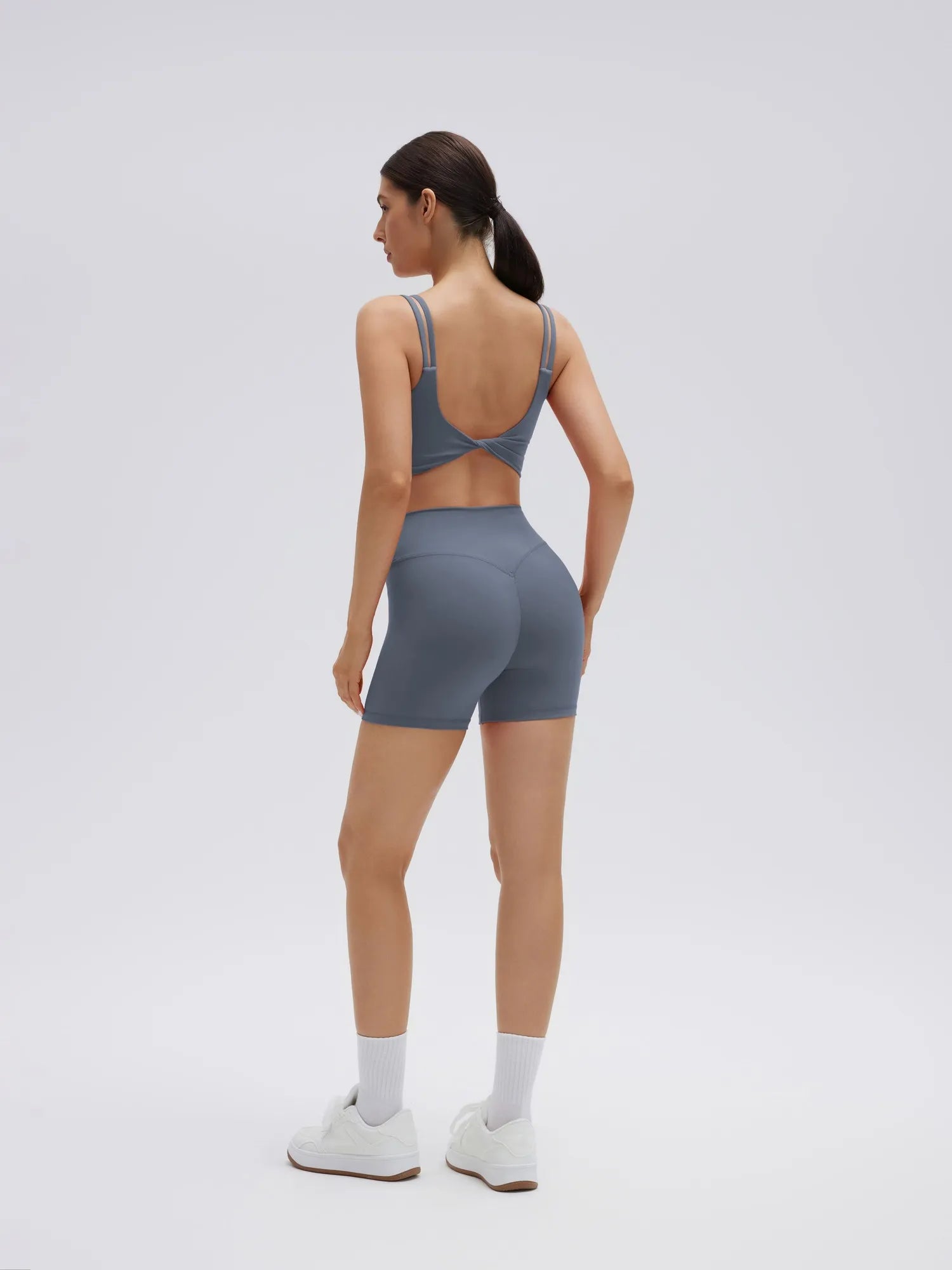 SUUKSESS Womens Workout Set Fitness Yoga Pilates Crop Tank Twist Back Cami High Waisted Tummy Control Bike Short-SUUKSESS-SUUKSESS