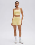 SUUKSESS Womens Workout Set Fitness Yoga Pilates Crop Tank Twist Back Cami High Waisted Tummy Control Bike Short-SUUKSESS-Yellow-XS-SUUKSESS