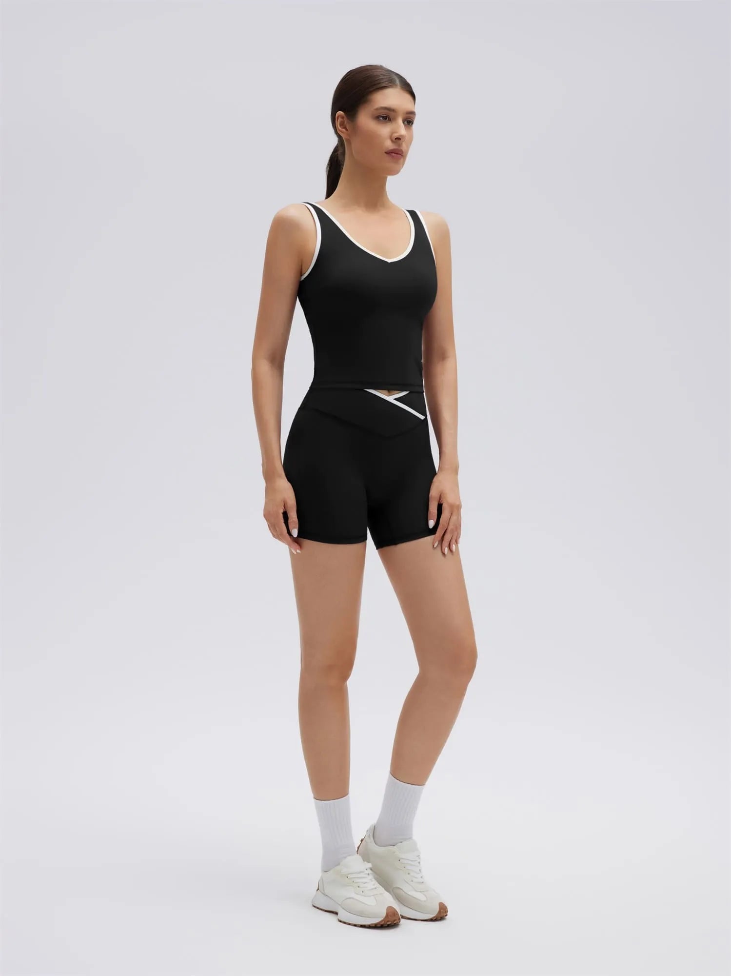 SUUKSESS Women 2 Piece Workout Sets Built in Bra Yoga Tank Top High Waisted Tummy Control Biker Shorts-SUUKSESS-Black-XS-SUUKSESS