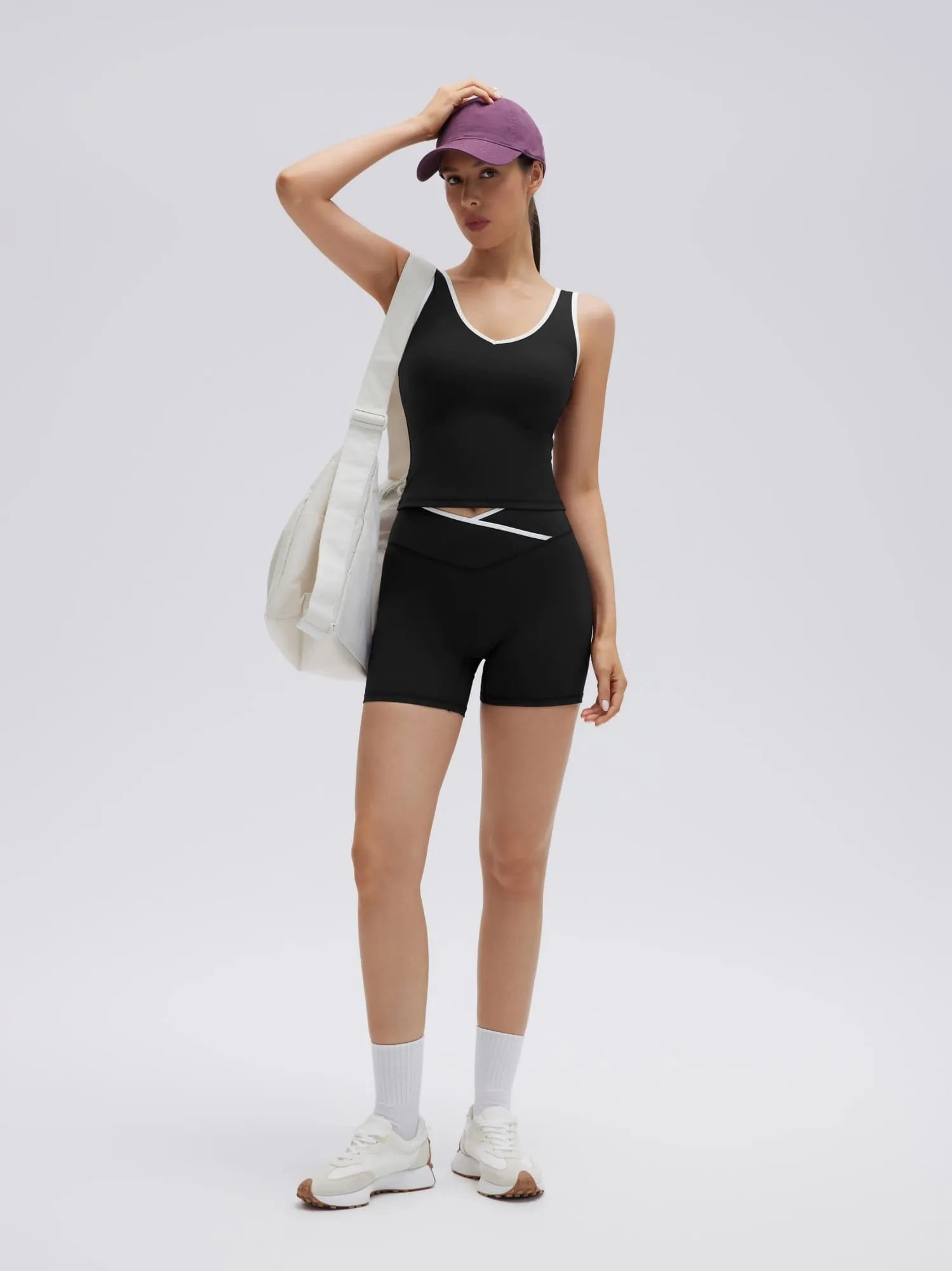 SUUKSESS Women 2 Piece Workout Sets Built in Bra Yoga Tank Top High Waisted Tummy Control Biker Shorts-SUUKSESS-SUUKSESS