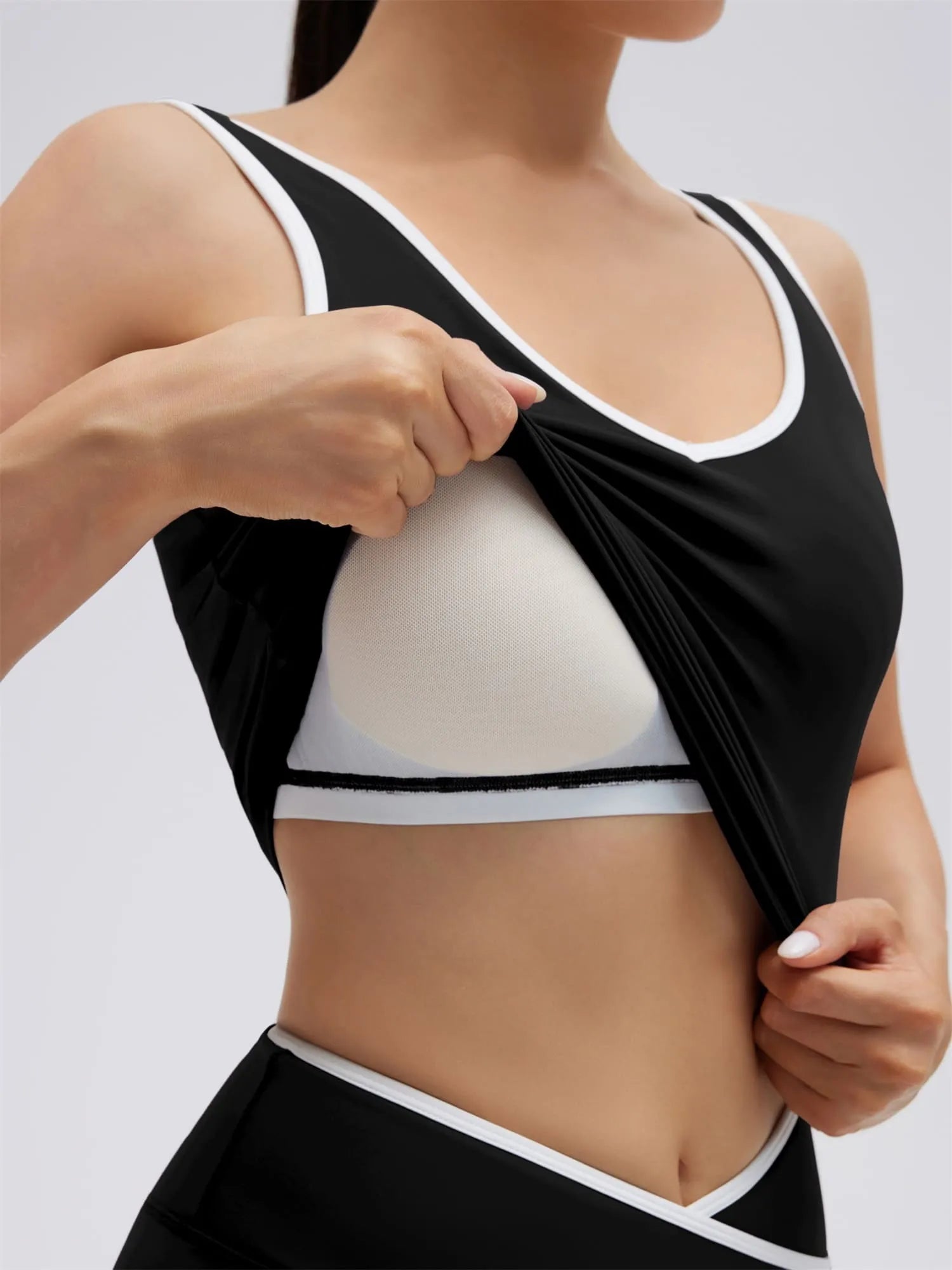 SUUKSESS Women 2 Piece Workout Sets Built in Bra Yoga Tank Top High Waisted Tummy Control Biker Shorts-SUUKSESS-SUUKSESS