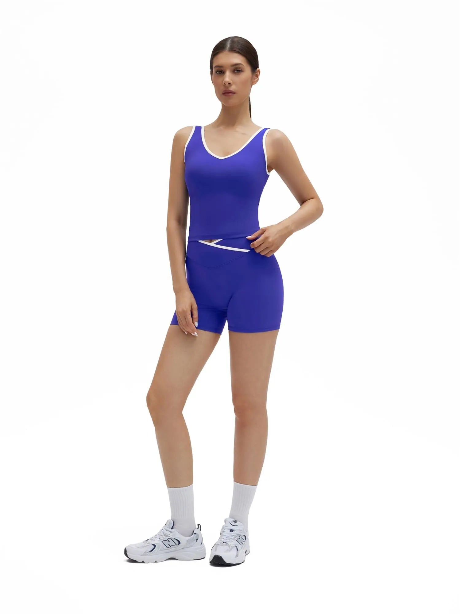 SUUKSESS Women 2 Piece Workout Sets Built in Bra Yoga Tank Top High Waisted Tummy Control Biker Shorts-SUUKSESS-SUUKSESS