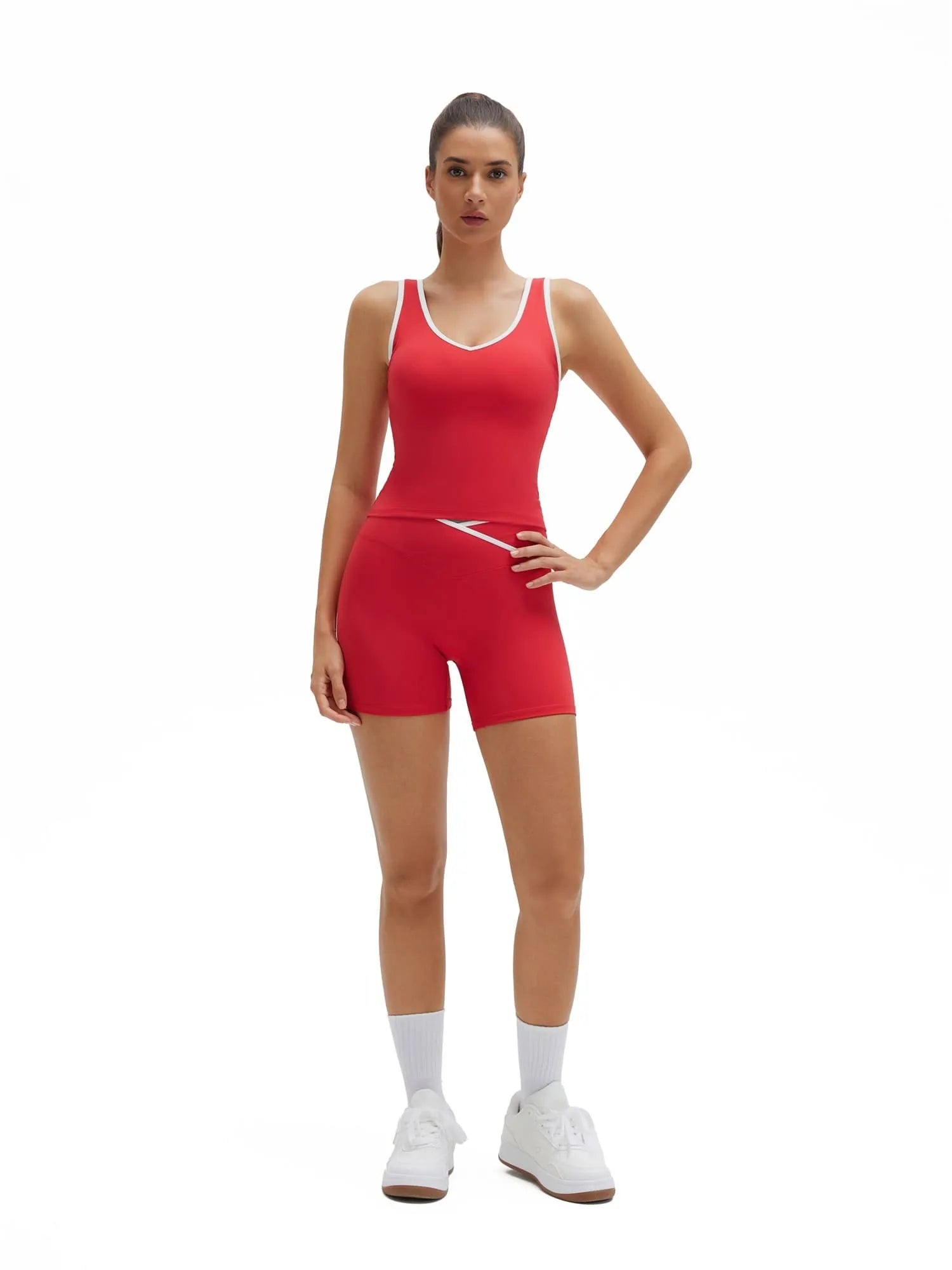 SUUKSESS Women 2 Piece Workout Sets Built in Bra Yoga Tank Top High Waisted Tummy Control Biker Shorts-SUUKSESS-SUUKSESS