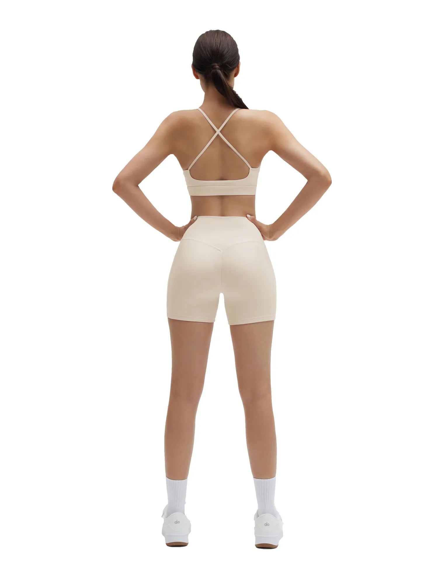 SUUKSESS Womens Workout Set Crew Neck Strappy Sports Bra Tank High Waist Tummy Control Bike Short Outfit-SUUKSESS-SUUKSESS