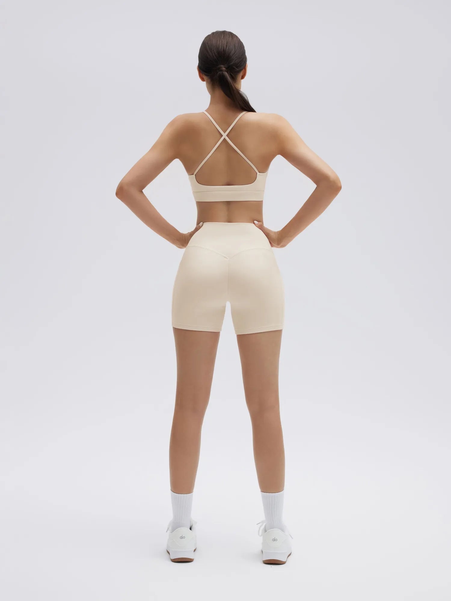 SUUKSESS Womens Workout Set Crew Neck Strappy Sports Bra Tank High Waist Tummy Control Bike Short Outfit-SUUKSESS-SUUKSESS