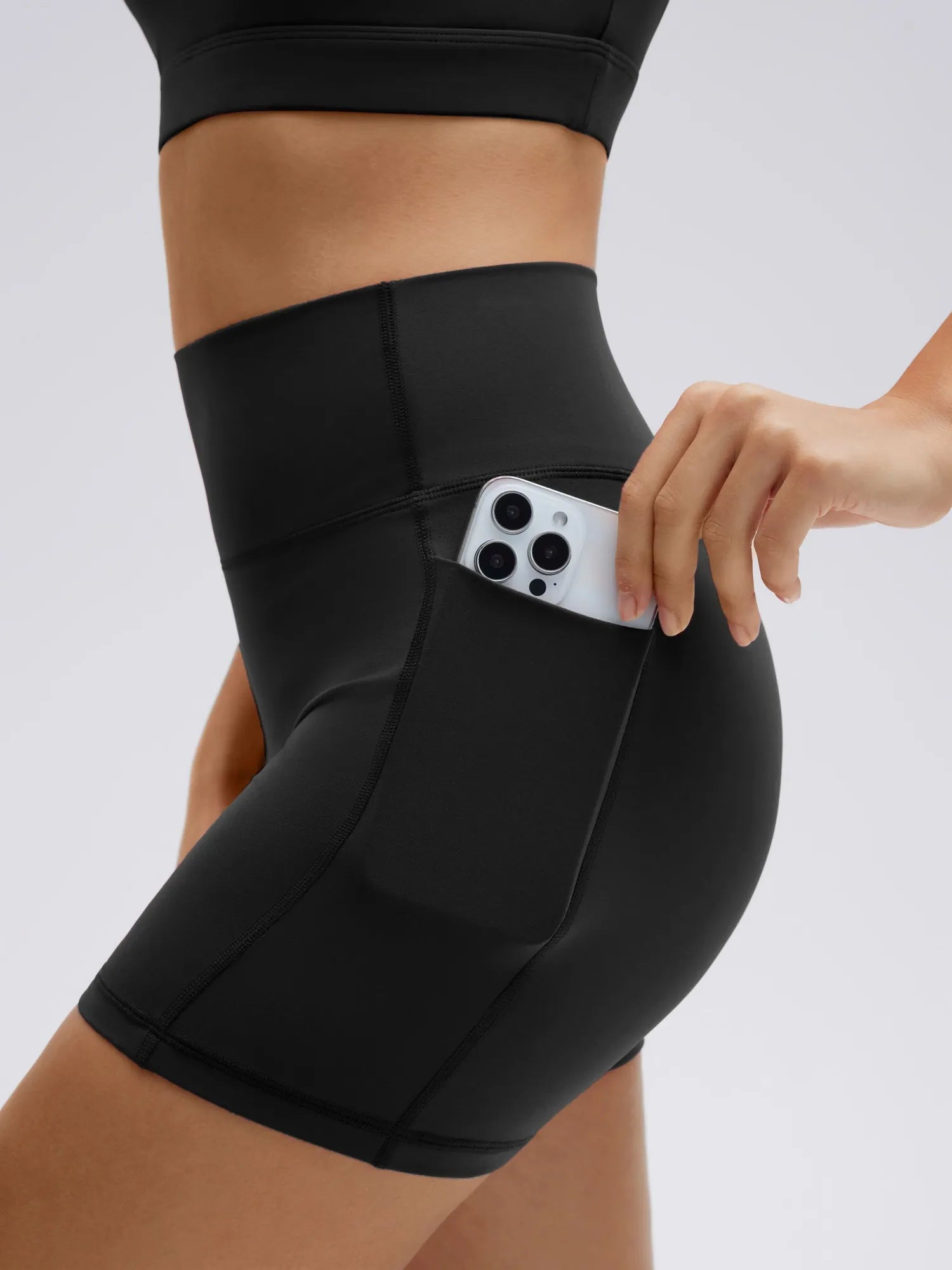 SUUKSESS Womens Workout Set Crew Neck Strappy Sports Bra Tank High Waist Tummy Control Bike Short Outfit-SUUKSESS-SUUKSESS