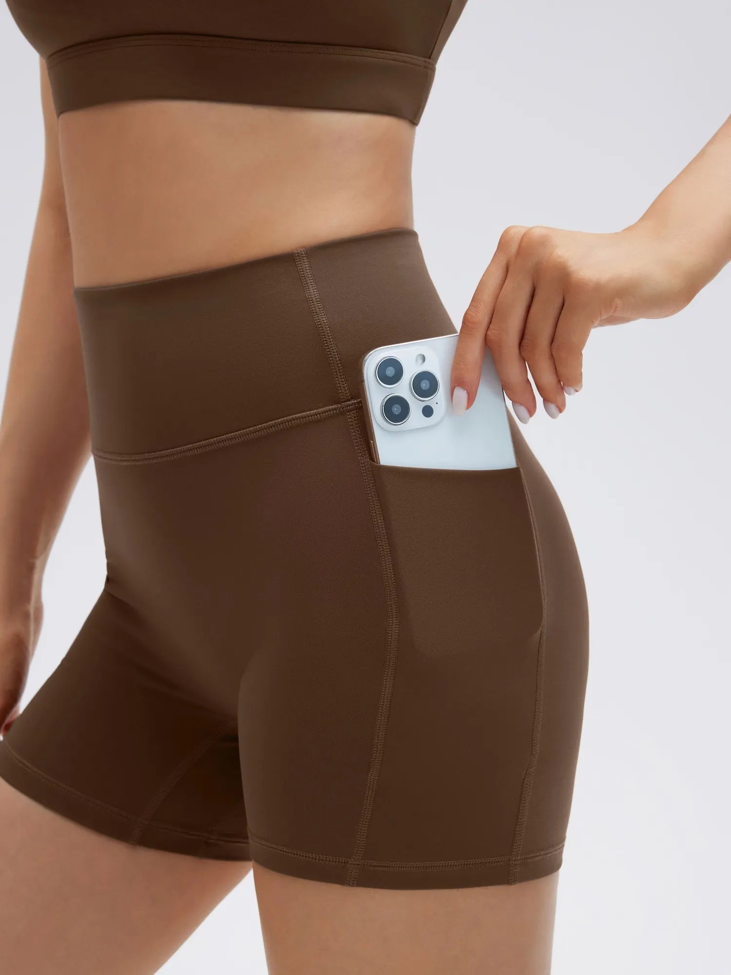 SUUKSESS Womens Workout Set Crew Neck Strappy Sports Bra Tank High Waist Tummy Control Bike Short Outfit-SUUKSESS-SUUKSESS