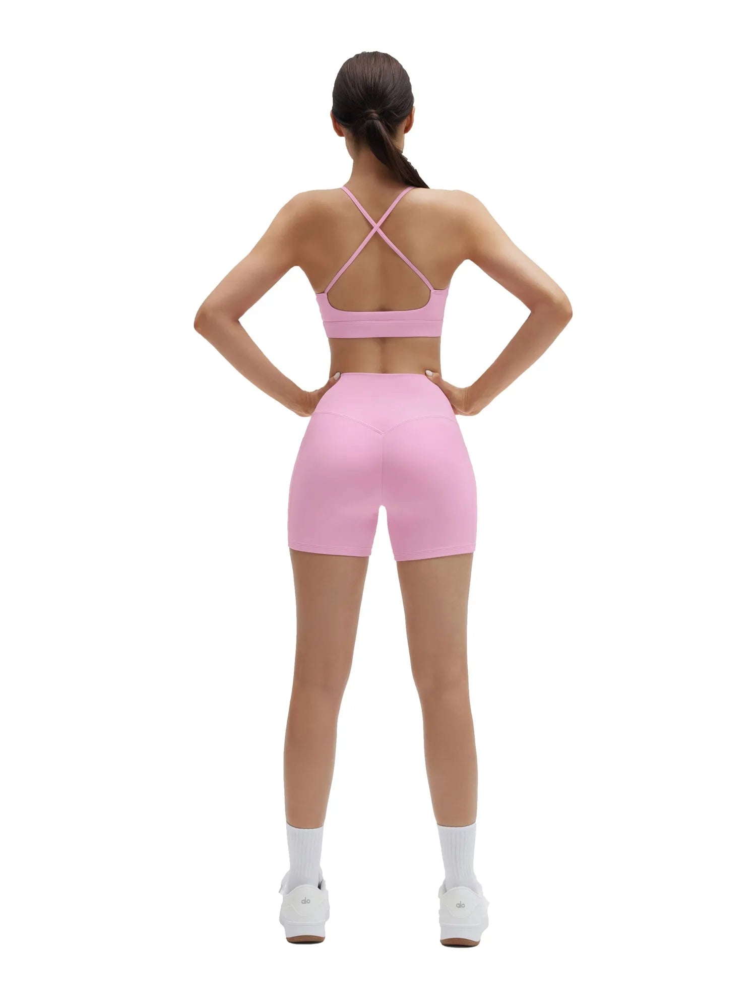 SUUKSESS Womens Workout Set Crew Neck Strappy Sports Bra Tank High Waist Tummy Control Bike Short Outfit-SUUKSESS-SUUKSESS