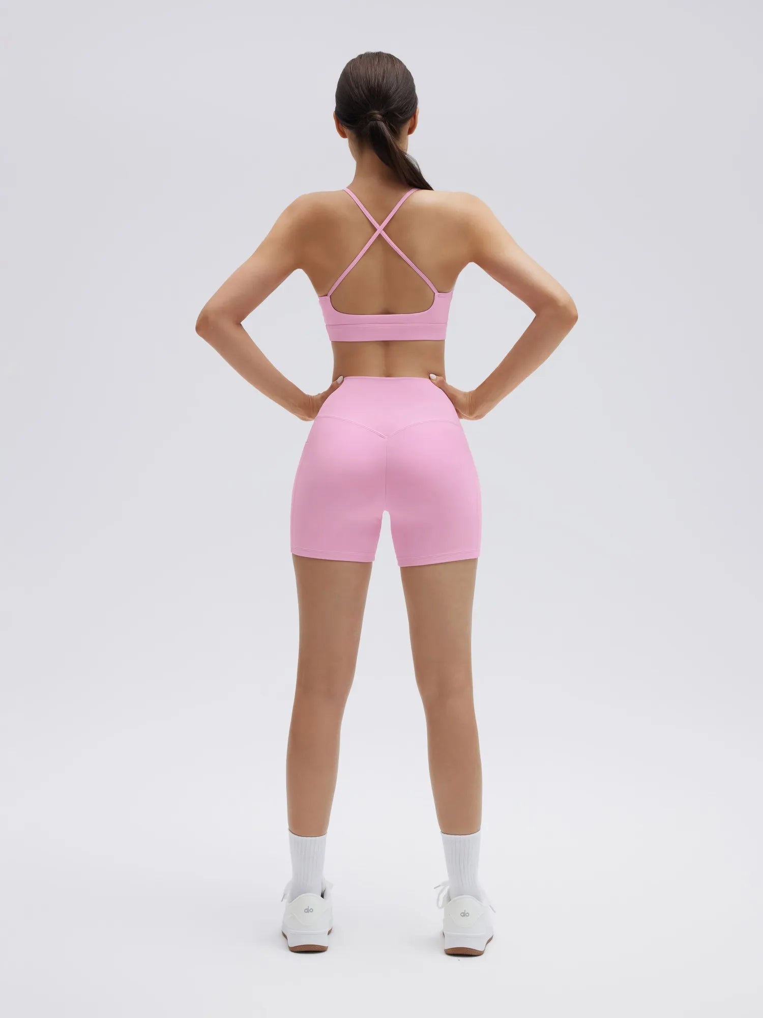 SUUKSESS Womens Workout Set Crew Neck Strappy Sports Bra Tank High Waist Tummy Control Bike Short Outfit-SUUKSESS-SUUKSESS