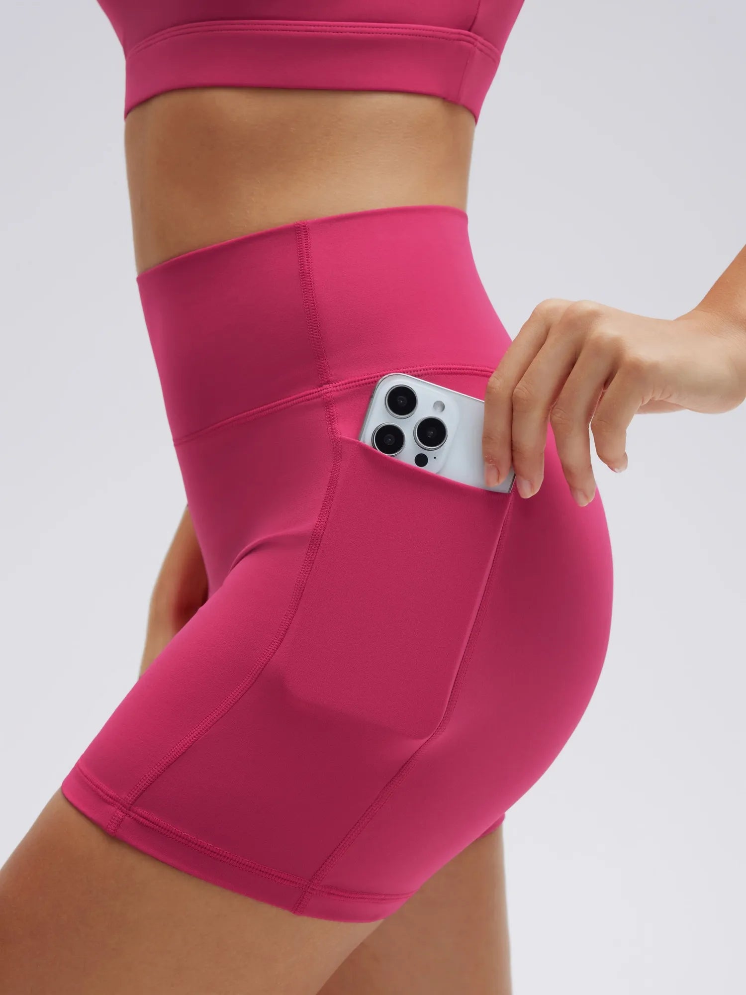 SUUKSESS Womens Workout Set Crew Neck Strappy Sports Bra Tank High Waist Tummy Control Bike Short Outfit-SUUKSESS-SUUKSESS