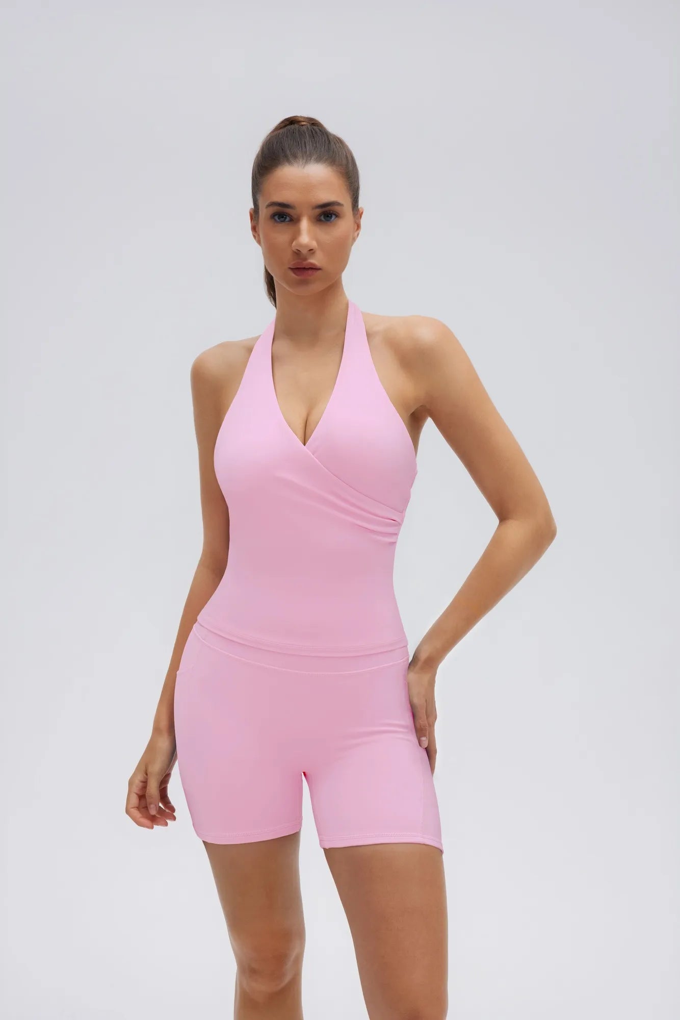 Padded Halter Open Back 2 Piece Workout Sets
