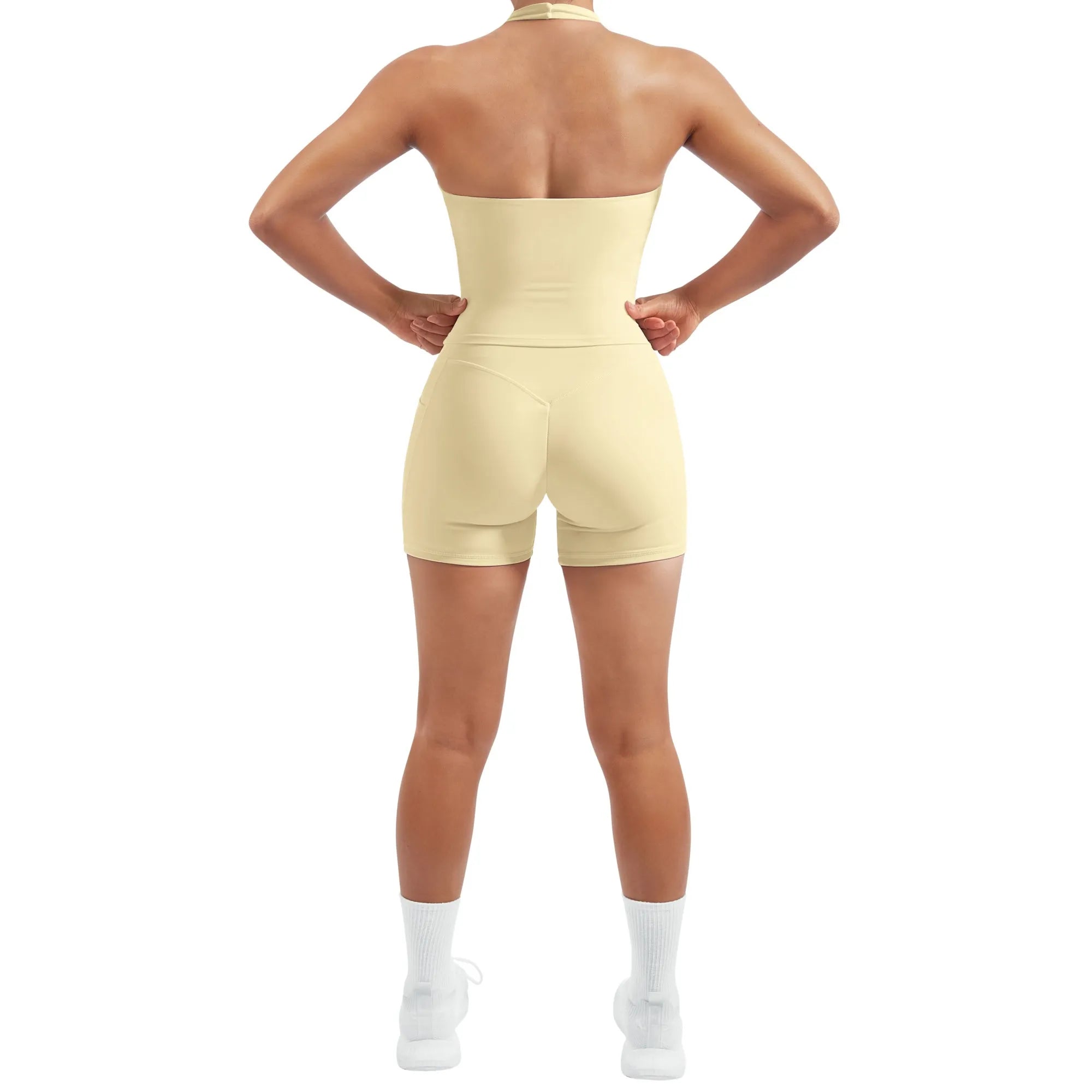 Padded Halter Open Back 2 Piece Workout Sets