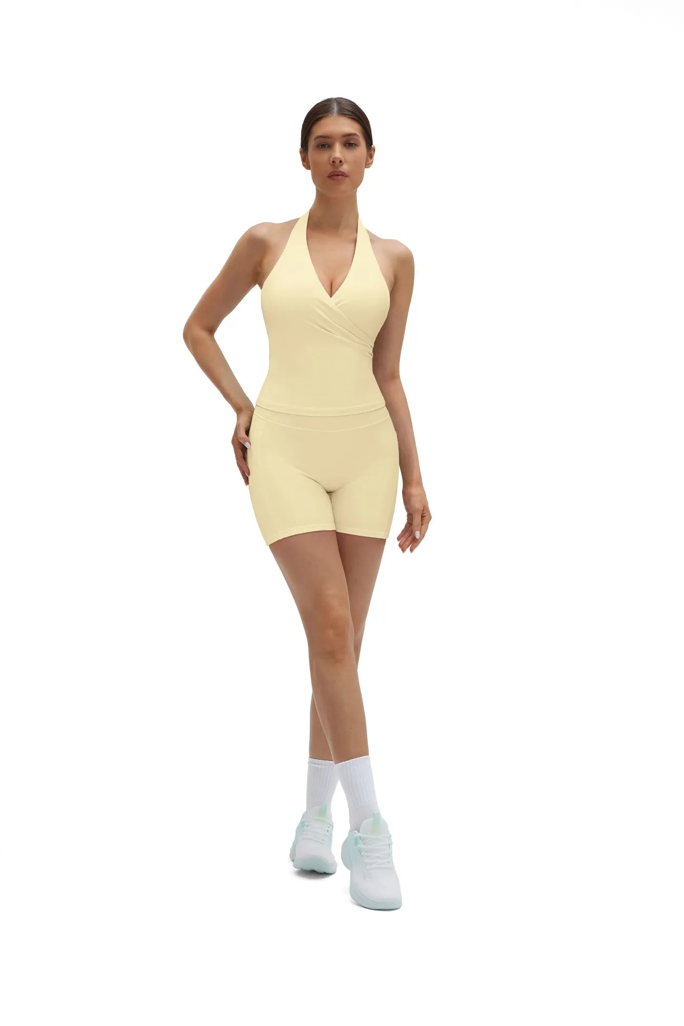 Padded Halter Open Back 2 Piece Workout Sets