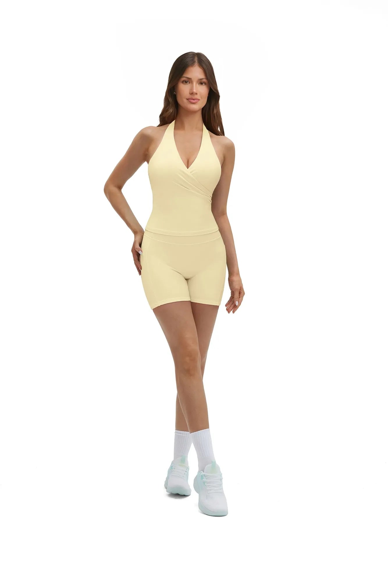 Padded Halter Open Back 2 Piece Workout Sets