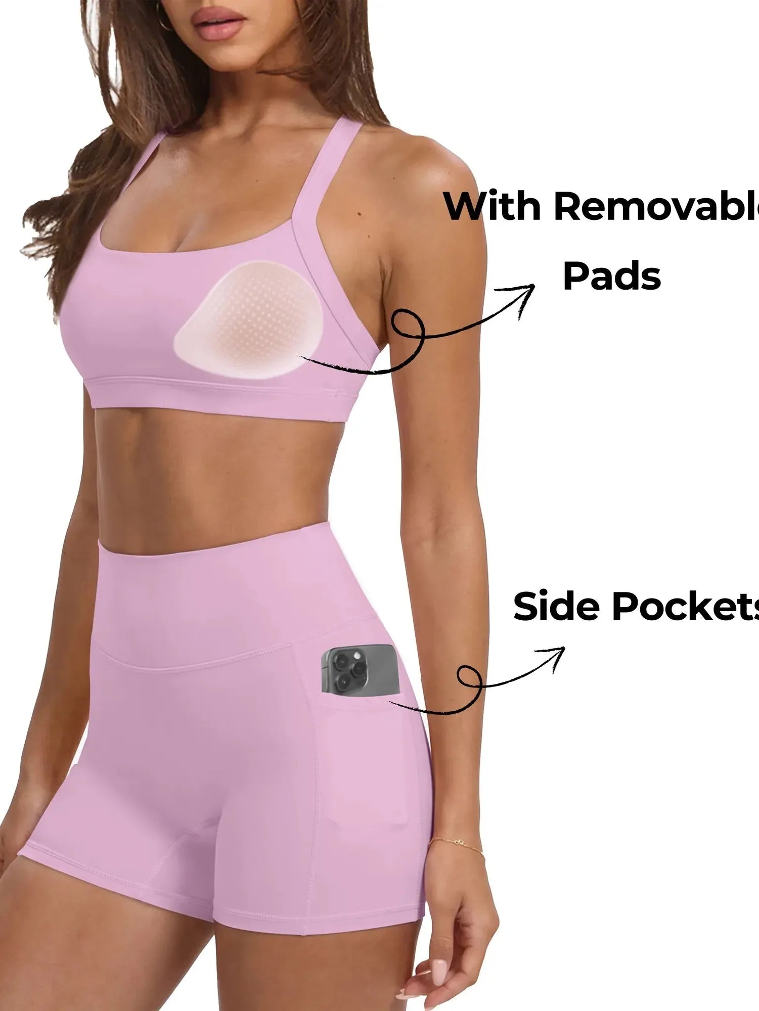 Padded Sports Bra 2 Piece Workout Sets-SUUKSESS-SUUKSESS