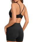 Scoop Neck V Back Sports Workout Sets-SUUKSESS-SUUKSESS