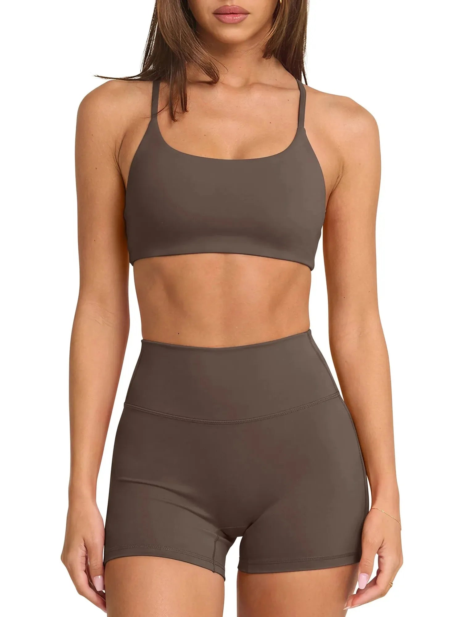 Scoop Neck V Back Sports Workout Sets-SUUKSESS-SUUKSESS