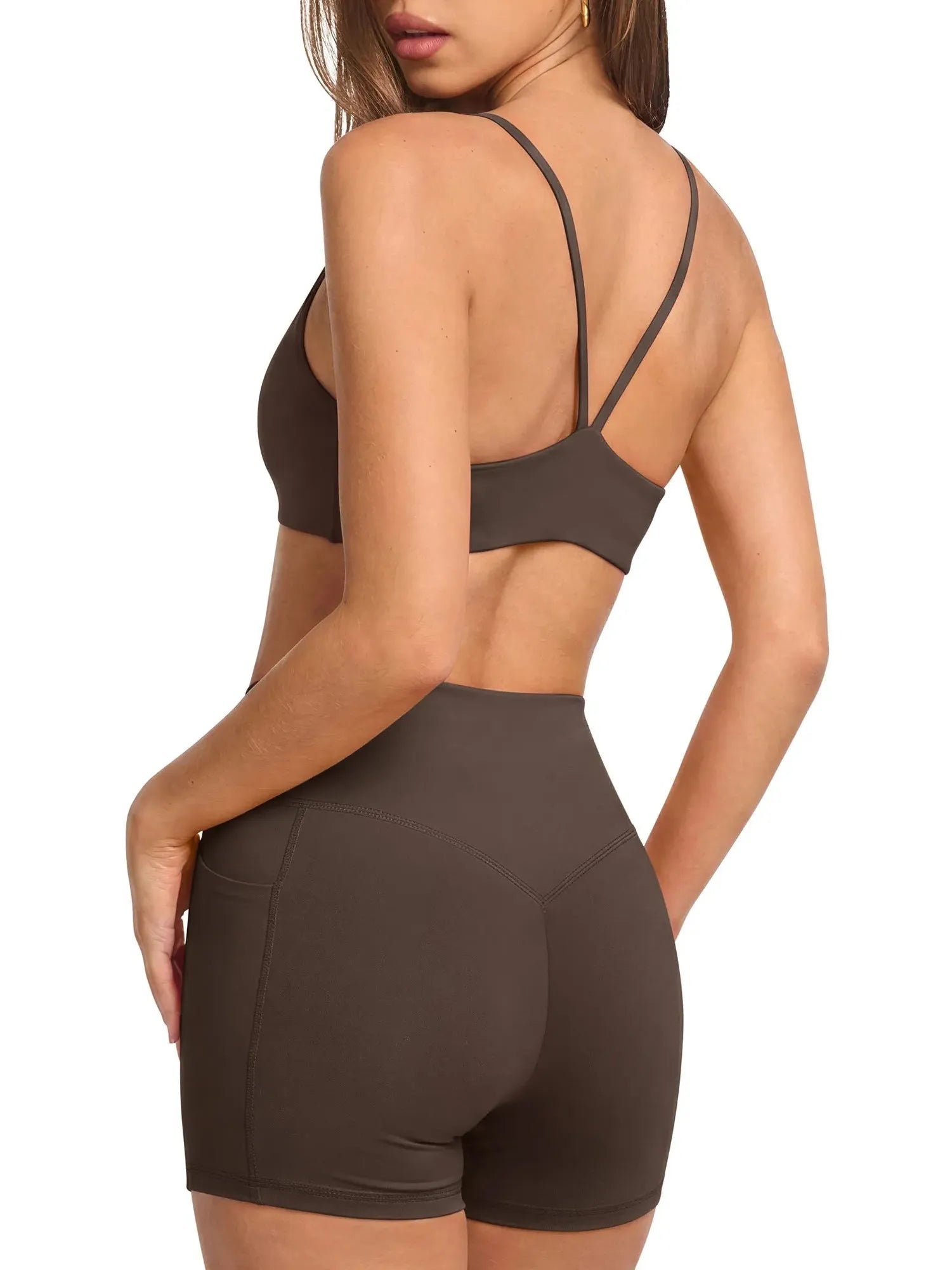 Scoop Neck V Back Sports Workout Sets-SUUKSESS-SUUKSESS