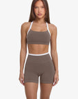 Padded Sports Bra 2 Piece Workout Sets-SUUKSESS-Brown White-XS-SUUKSESS