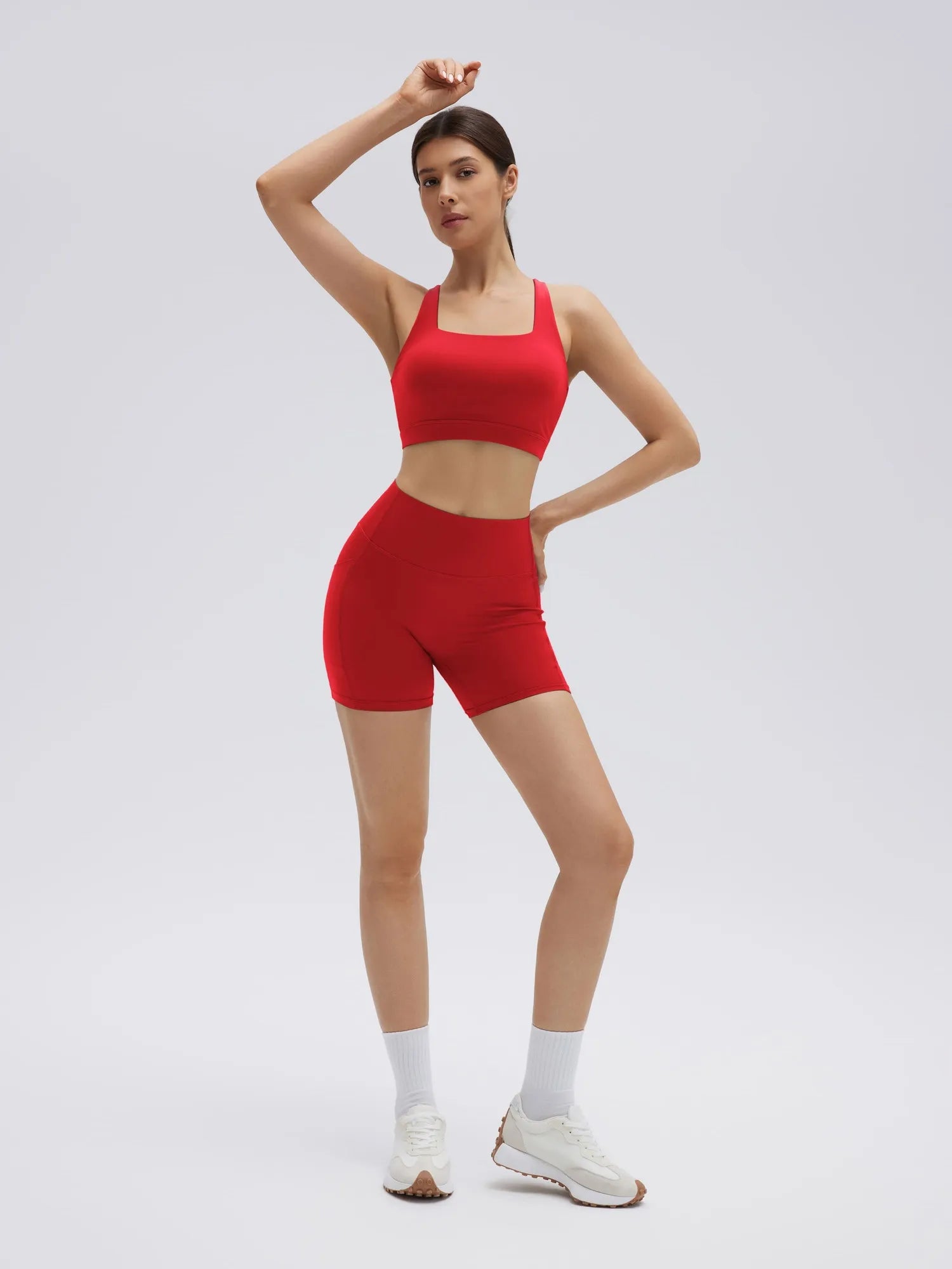 Backless Bra Yoga Crop Workout Set-SUUKSESS-Red-XS-SUUKSESS