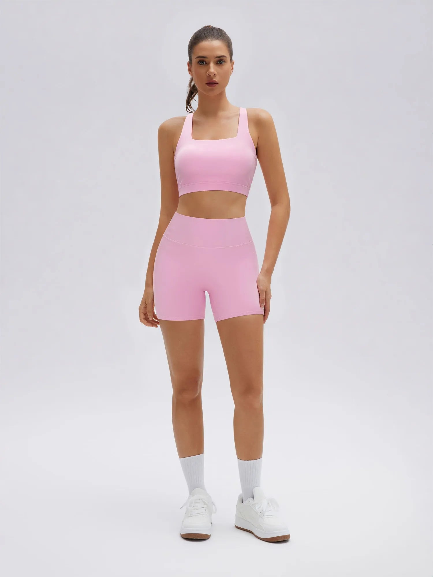 Backless Bra Yoga Crop Workout Set-SUUKSESS-Pink-XS-SUUKSESS