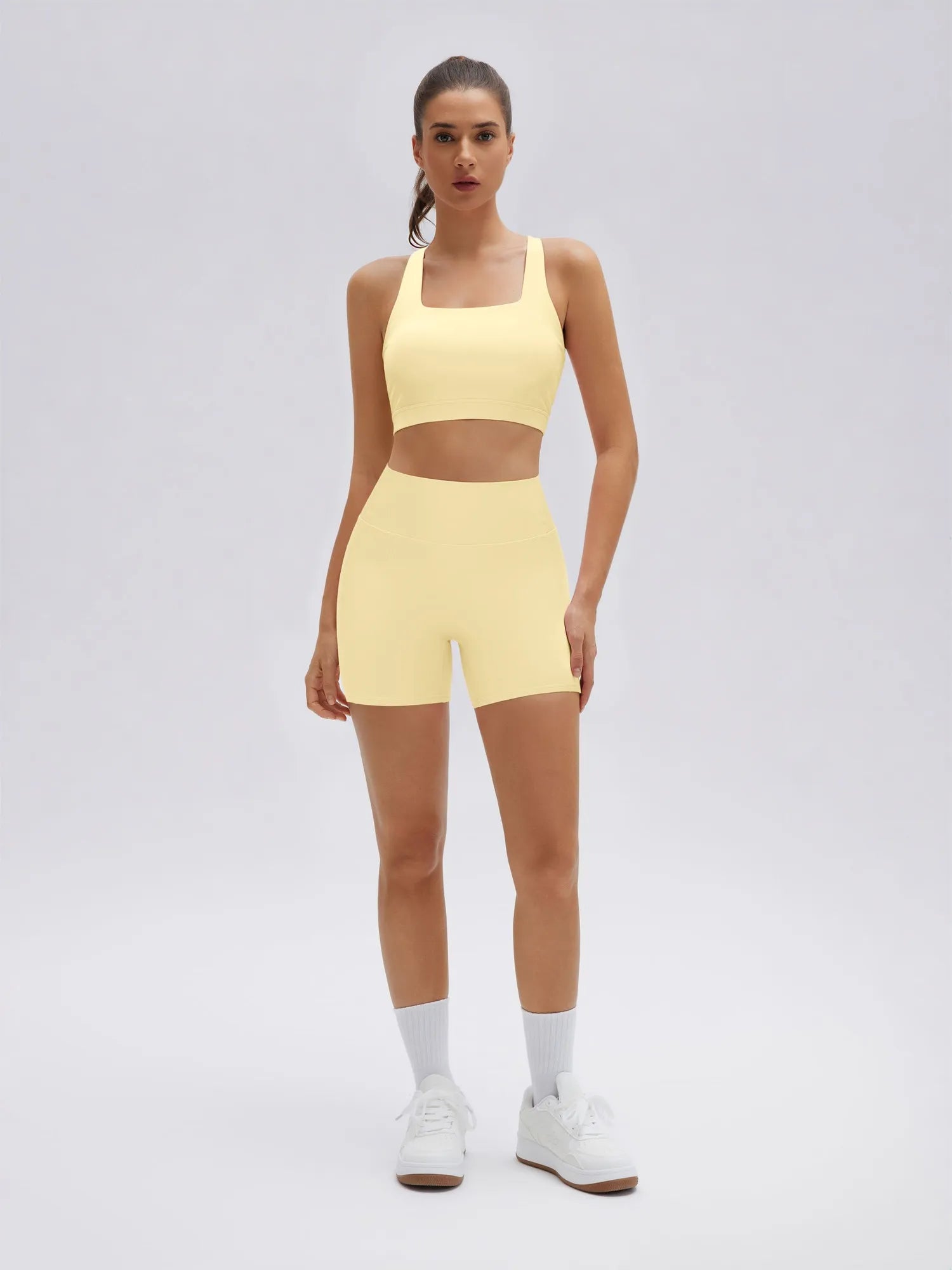 Backless Bra Yoga Crop Workout Set-SUUKSESS-Yellow-XS-SUUKSESS
